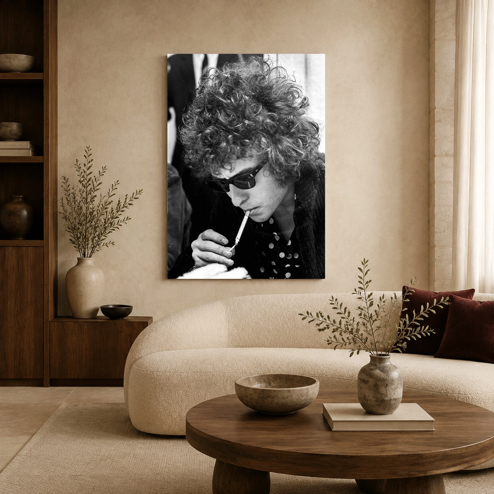 Bob Dylan Vintage Black and White Portrait Wall Art Print, view 4