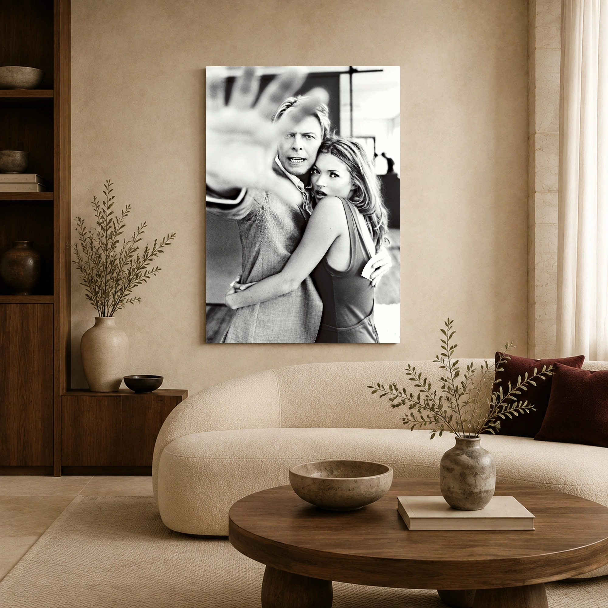 David Bowie and Kate Moss Black and White Portrait Art Print, view 6