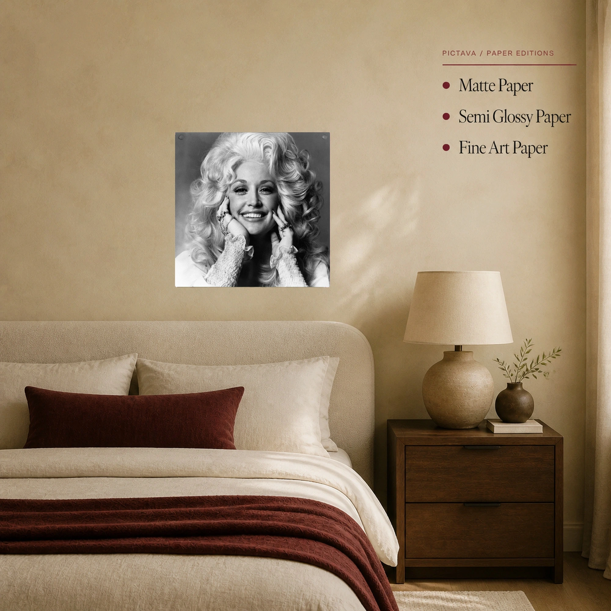 Dolly Parton Iconic Monochrome Portrait Wall Art, view 8