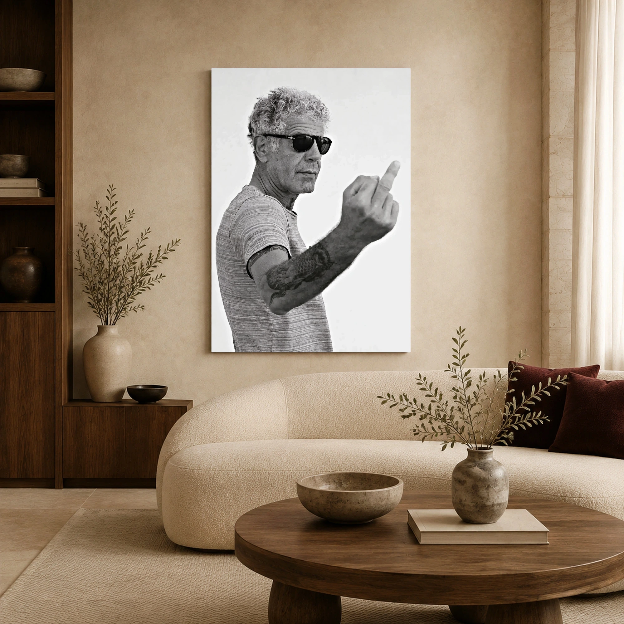 Anthony Bourdain Black & White Portrait Wall Art Print, view 6