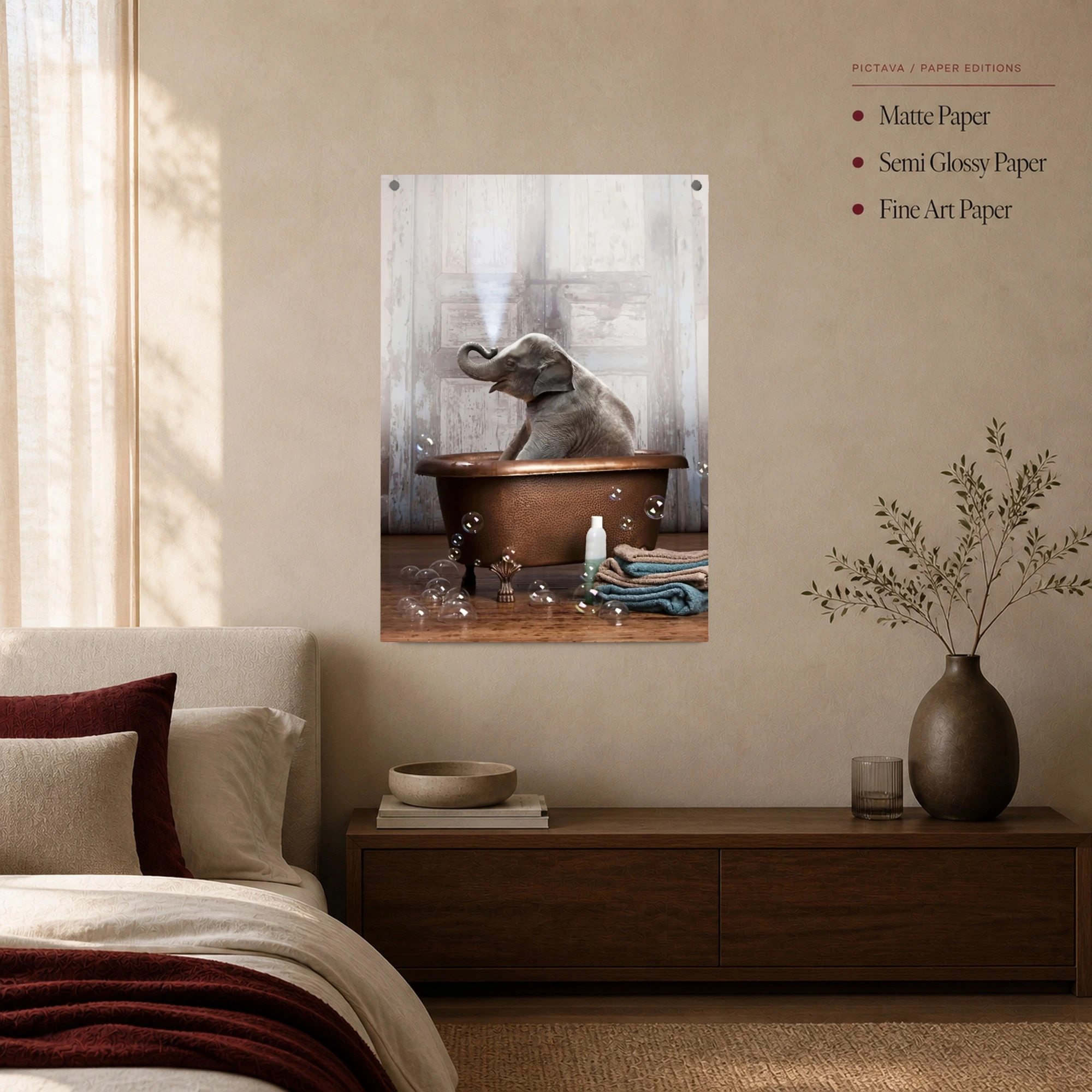 Baby Elephant Bath Time Canvas Print & Framed Art, view 4