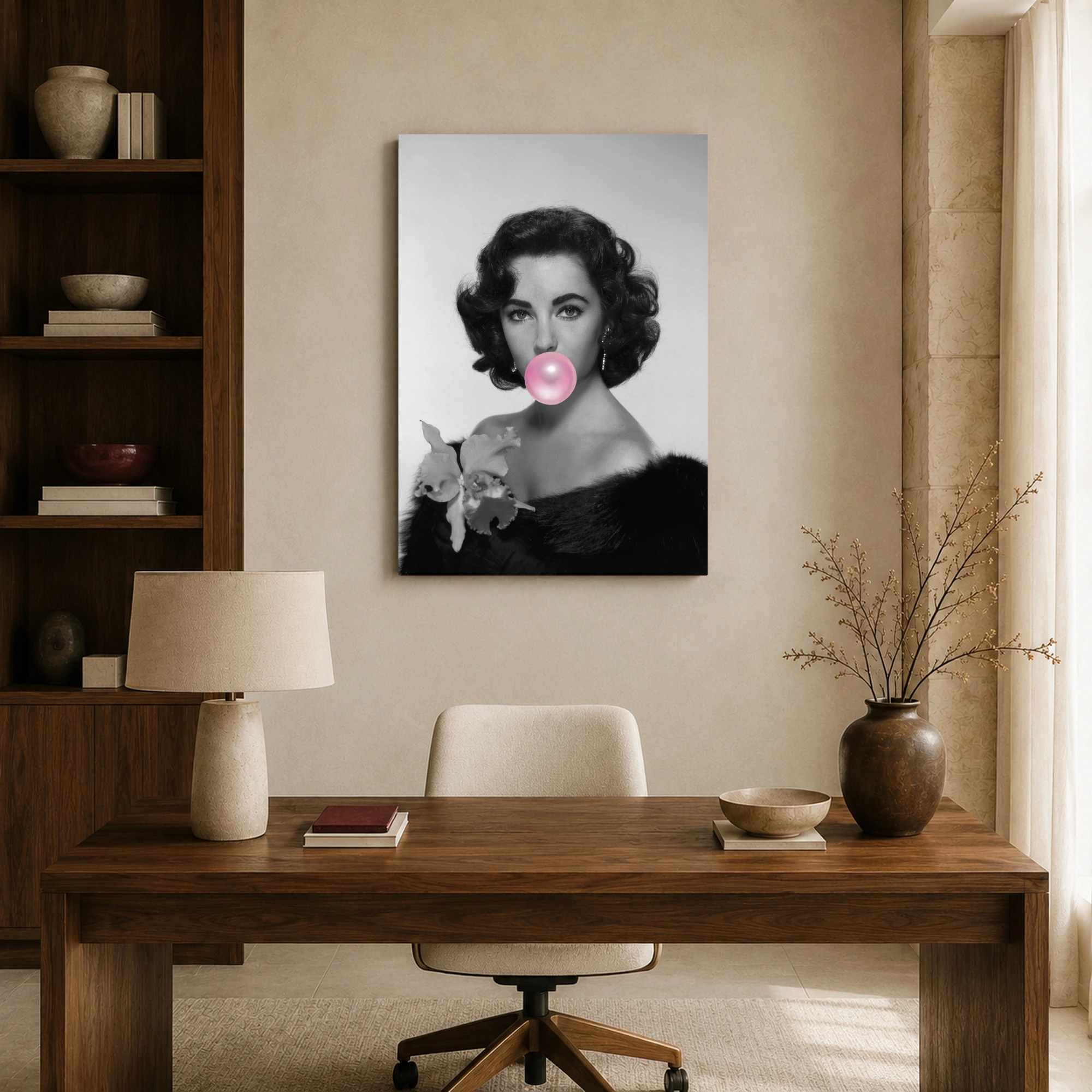 Elizabeth Taylor Classic Hollywood Glamour Pink Bubblegum Wall Art, view 8