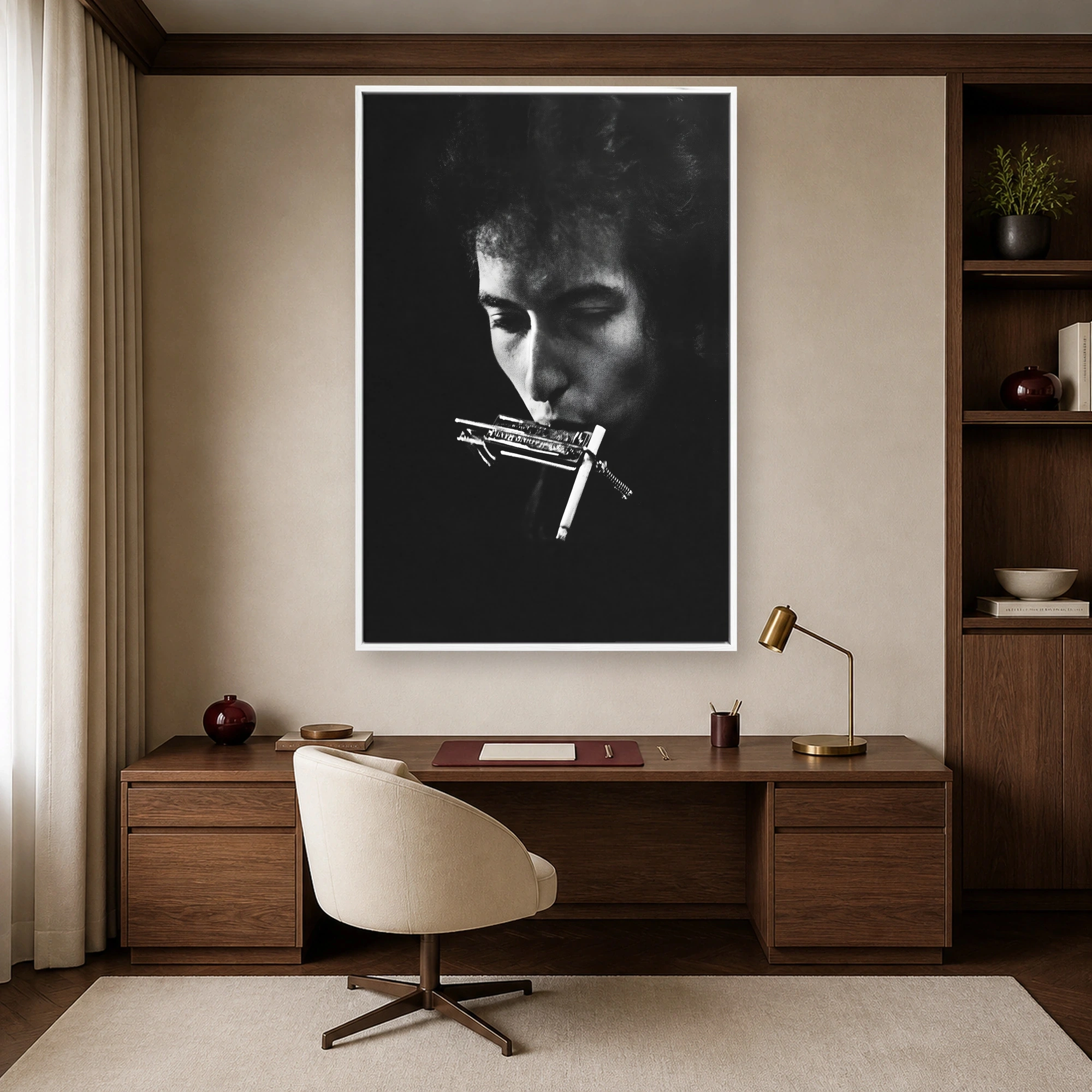 Bob Dylan Harmonica Black and White Portrait Fine Art Print, view 4