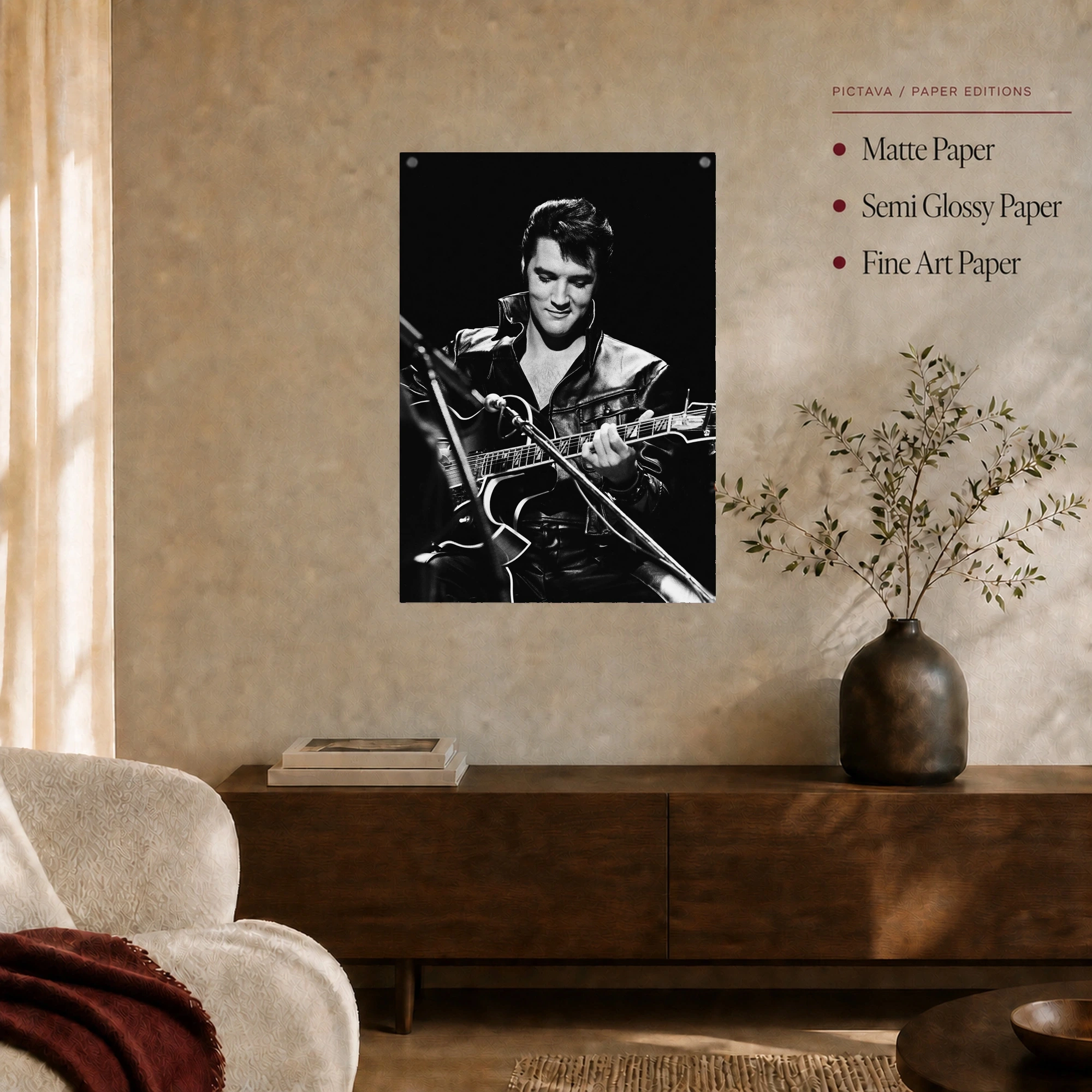 Elvis Presley '68 Comeback Black Leather Guitar Wall Art Print, view 6