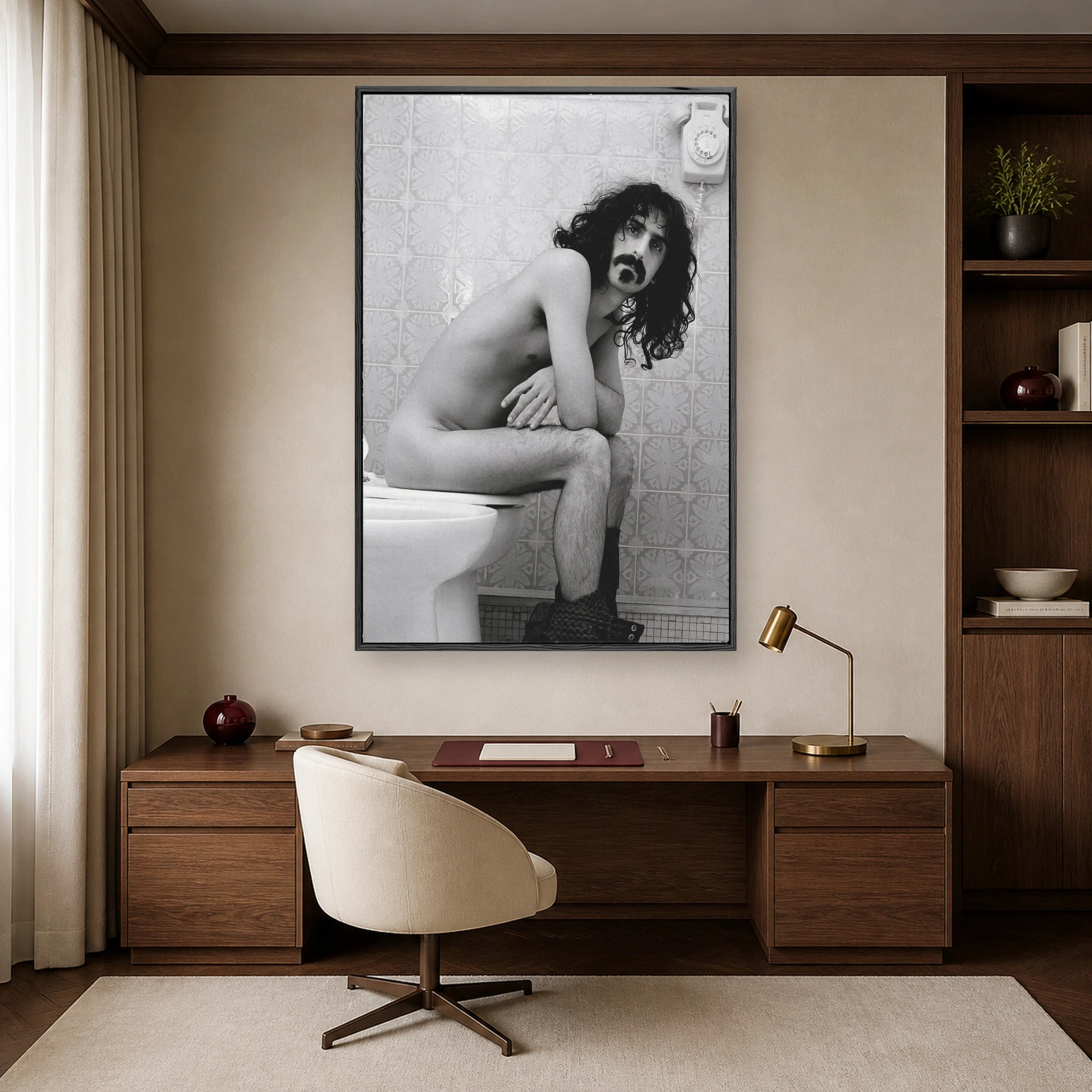 Frank Zappa Vintage Black and White Wall Art Print, view 4