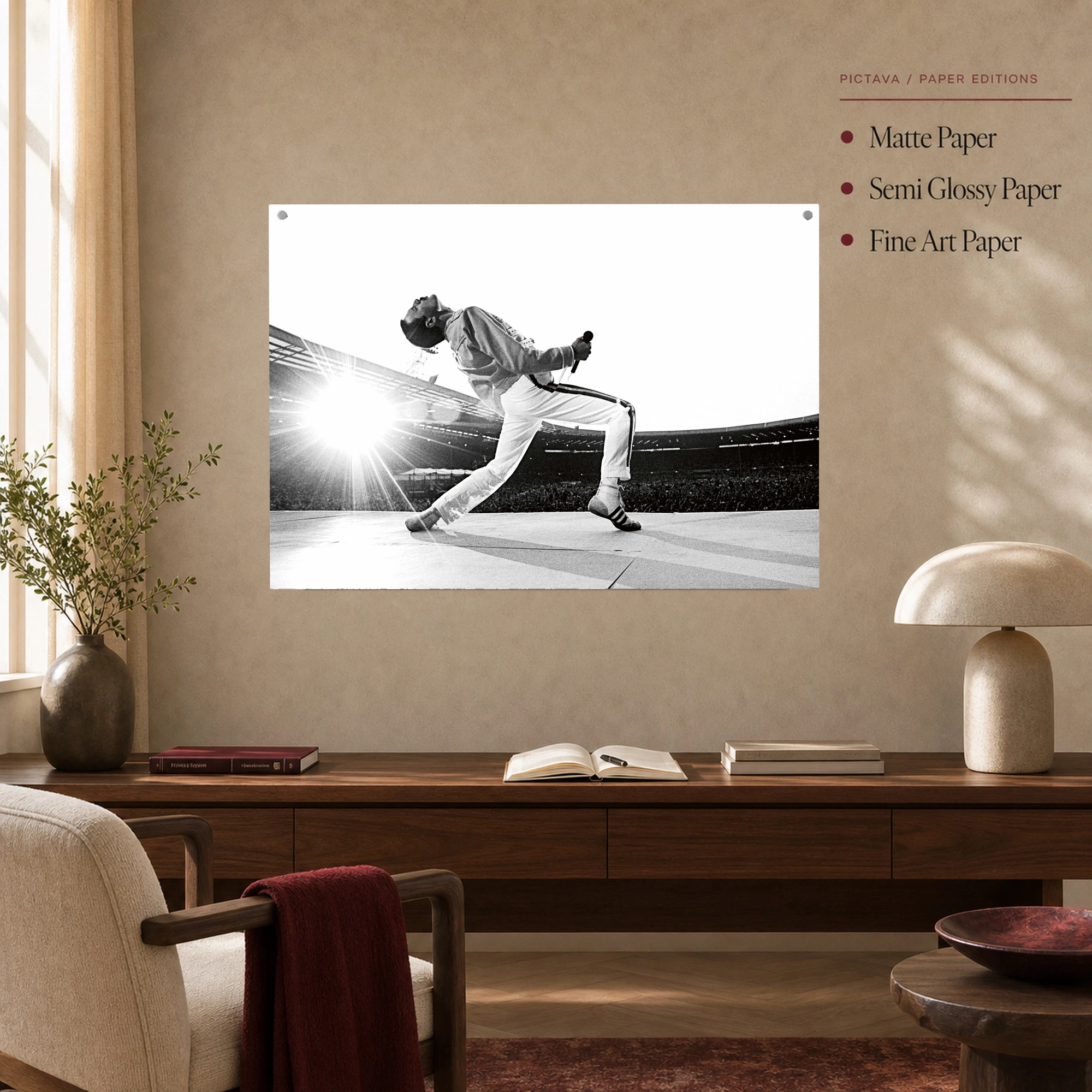 Freddie Mercury Stadium Concert Black and White Wall Art, view 4