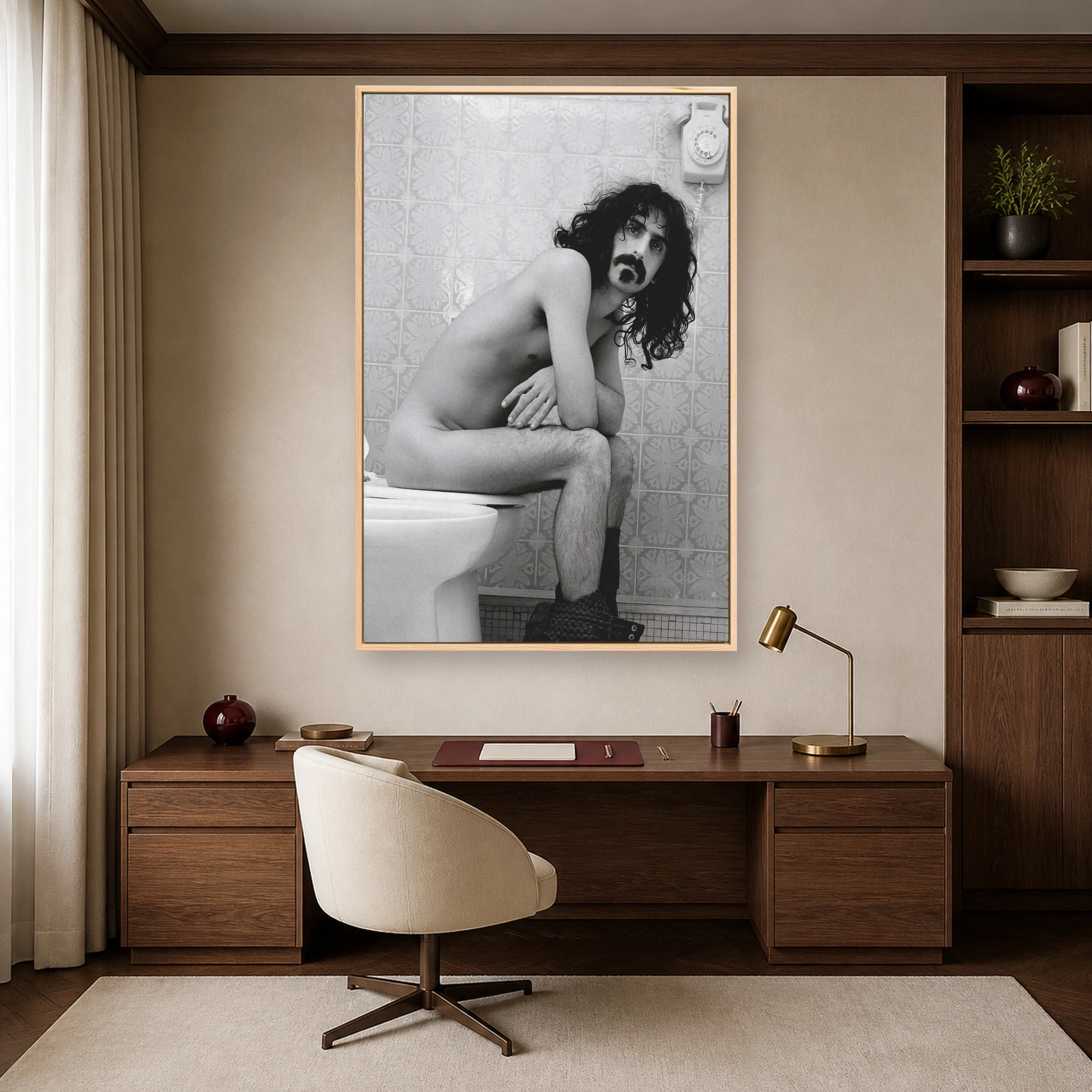 Frank Zappa Vintage Black and White Wall Art Print, view 5