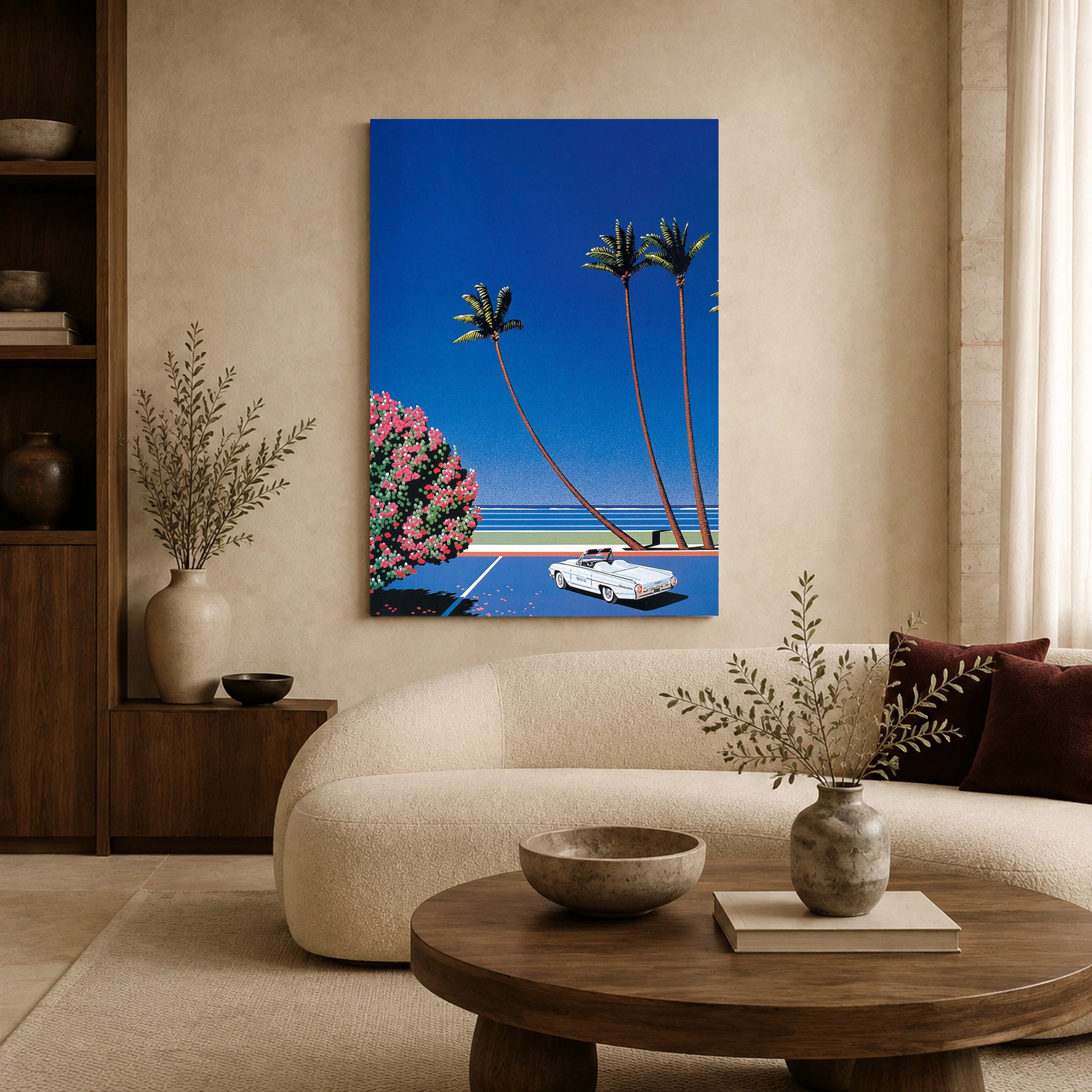 Retro Coastal Boulevard City Pop Canvas Art Print, view 6