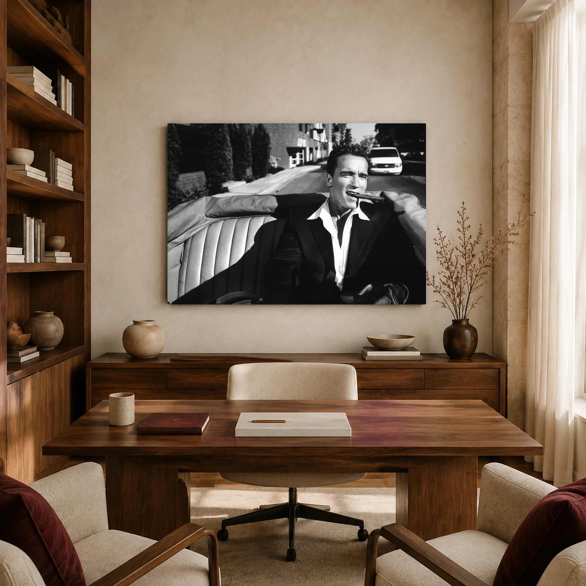 Arnold Schwarzenegger Vintage Cigar Portrait Wall Art, view 8