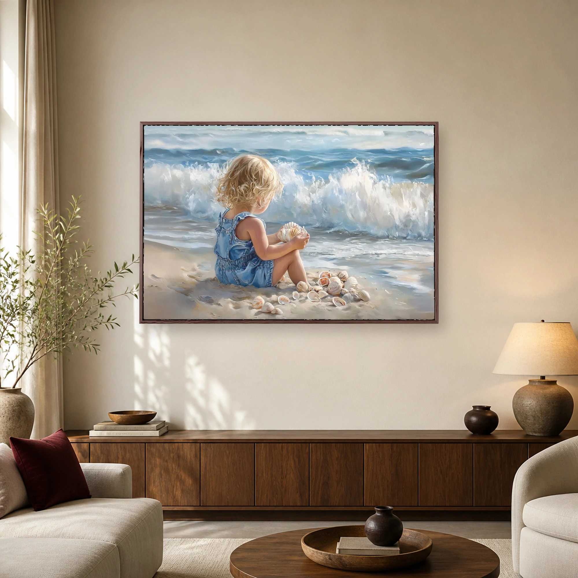 Little Shell Collector Beach Canvas Art Print, view 2