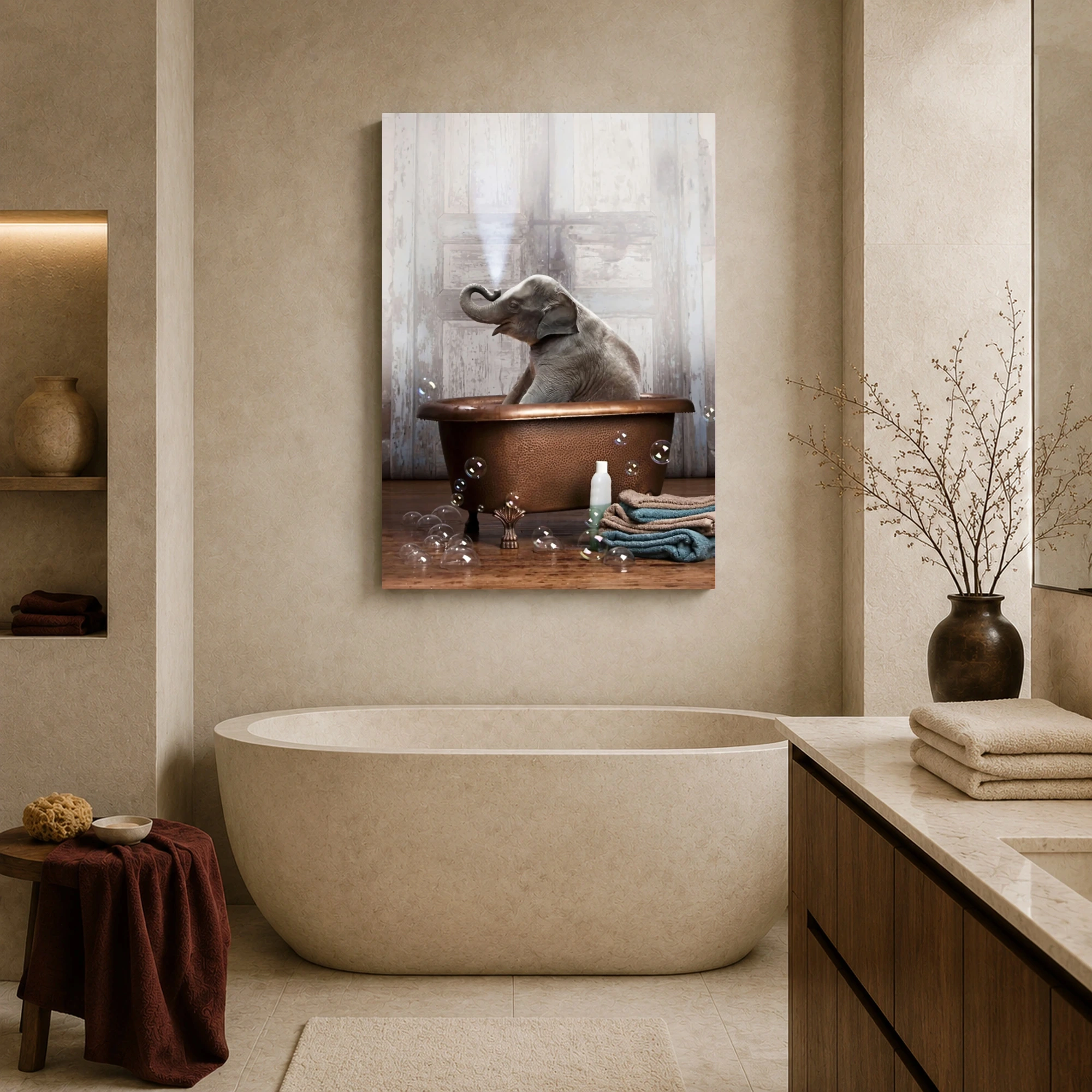 Baby Elephant Bath Time Canvas Print & Framed Art, view 8