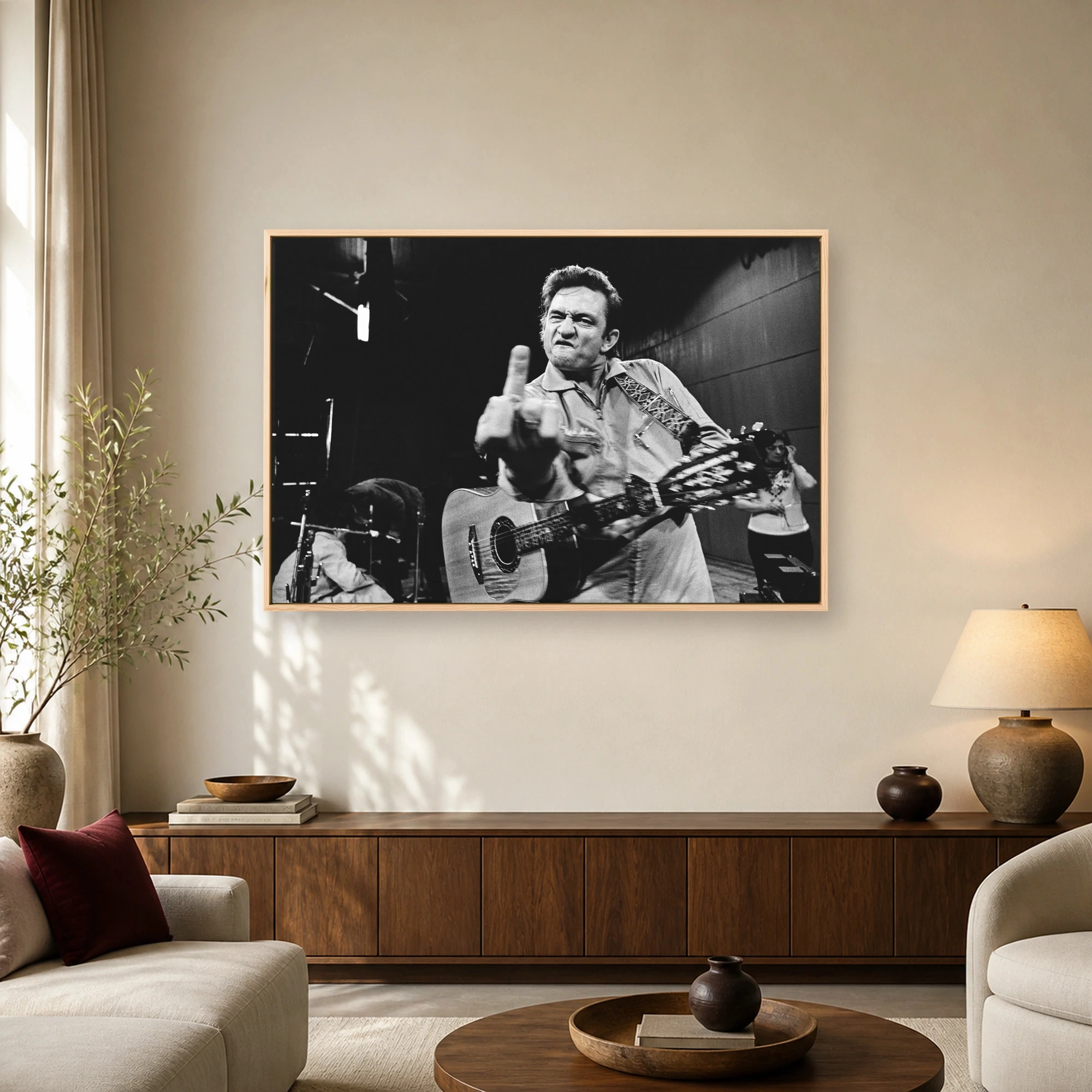 Johnny Cash San Quentin Black and White Photo Print, view 2