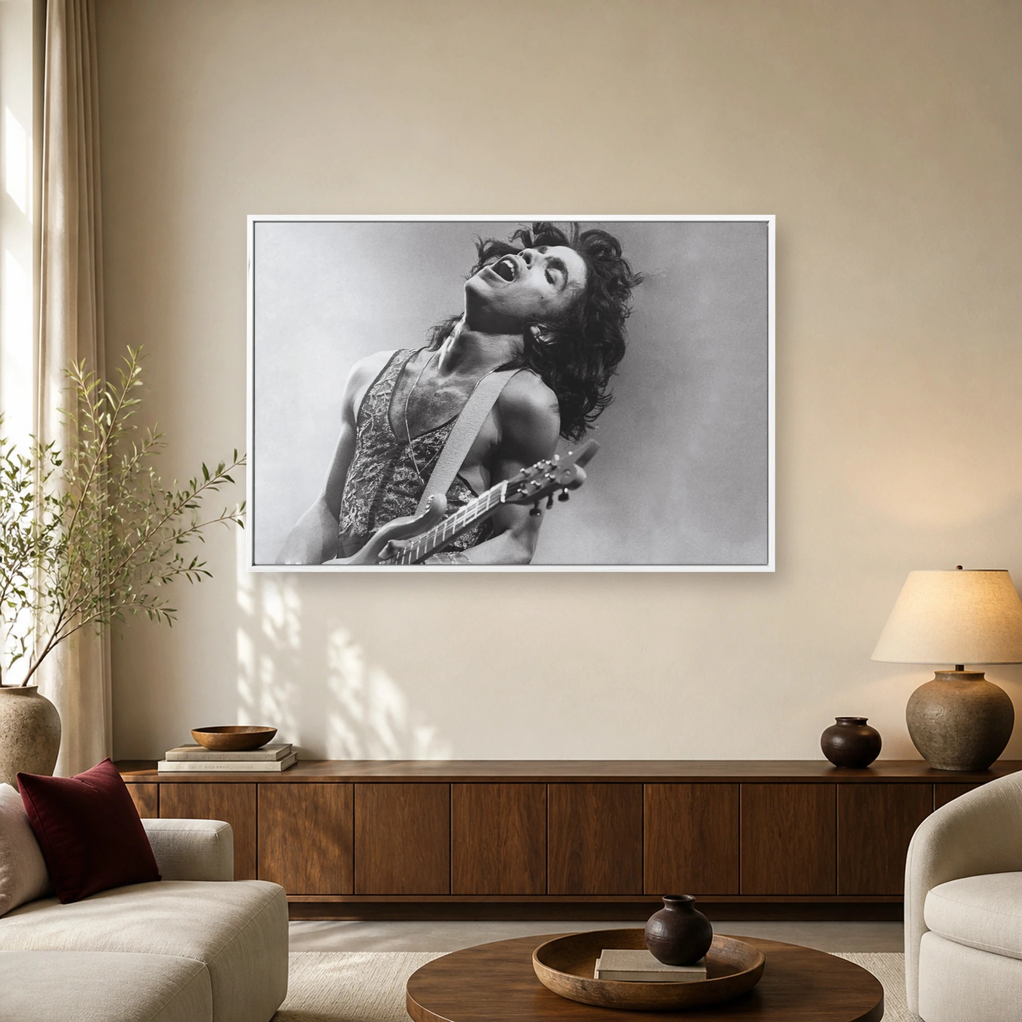 Prince Live Monochrome Guitar Performance Canvas Wall Art, view 2