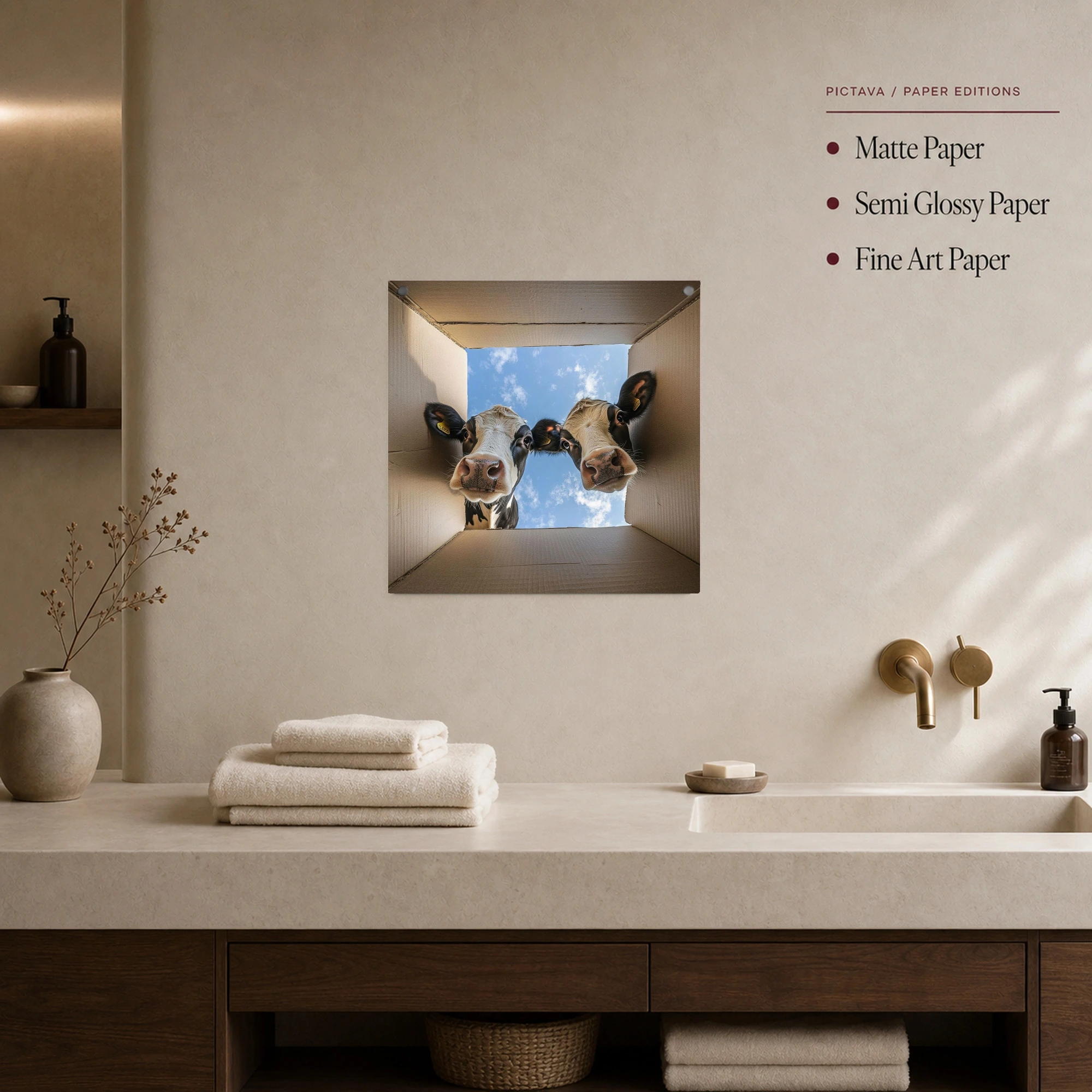 Curious Cows Looking Into Box Wall Art Canvas Print, view 3