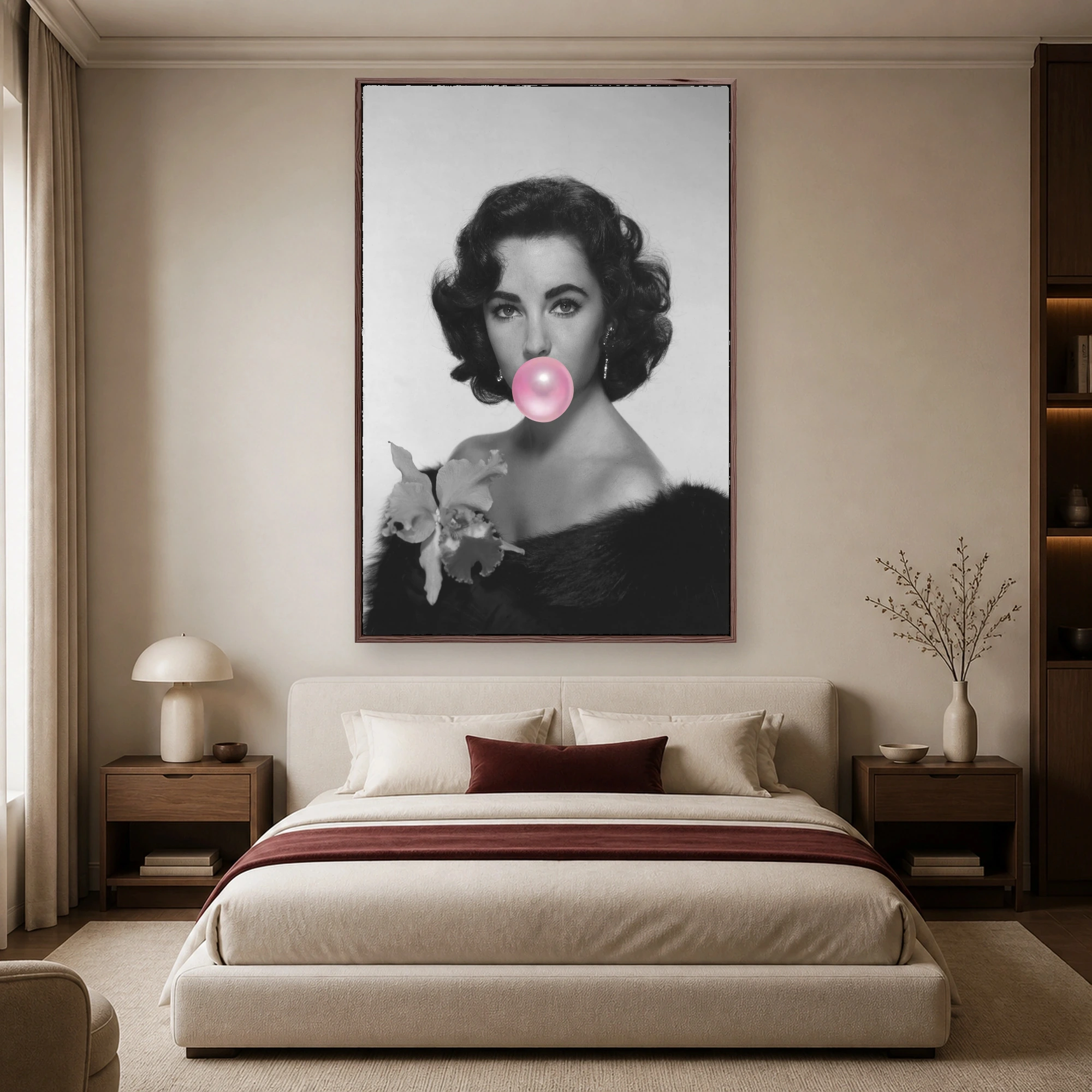 Elizabeth Taylor Classic Hollywood Glamour Pink Bubblegum Wall Art, view 4