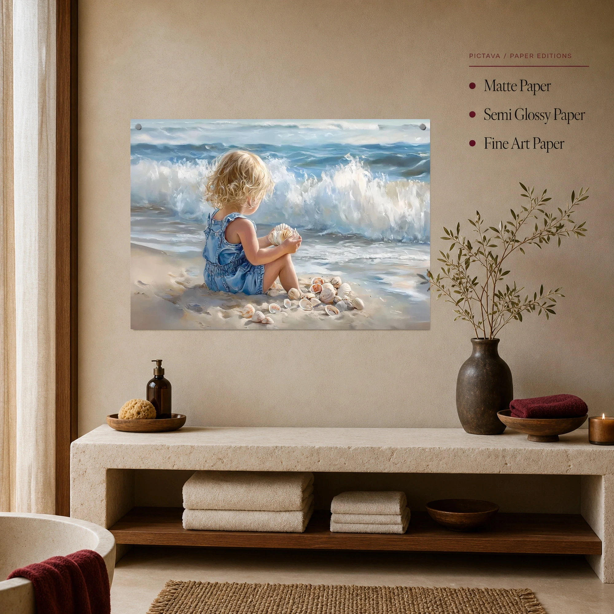 Little Shell Collector Beach Canvas Art Print, view 4