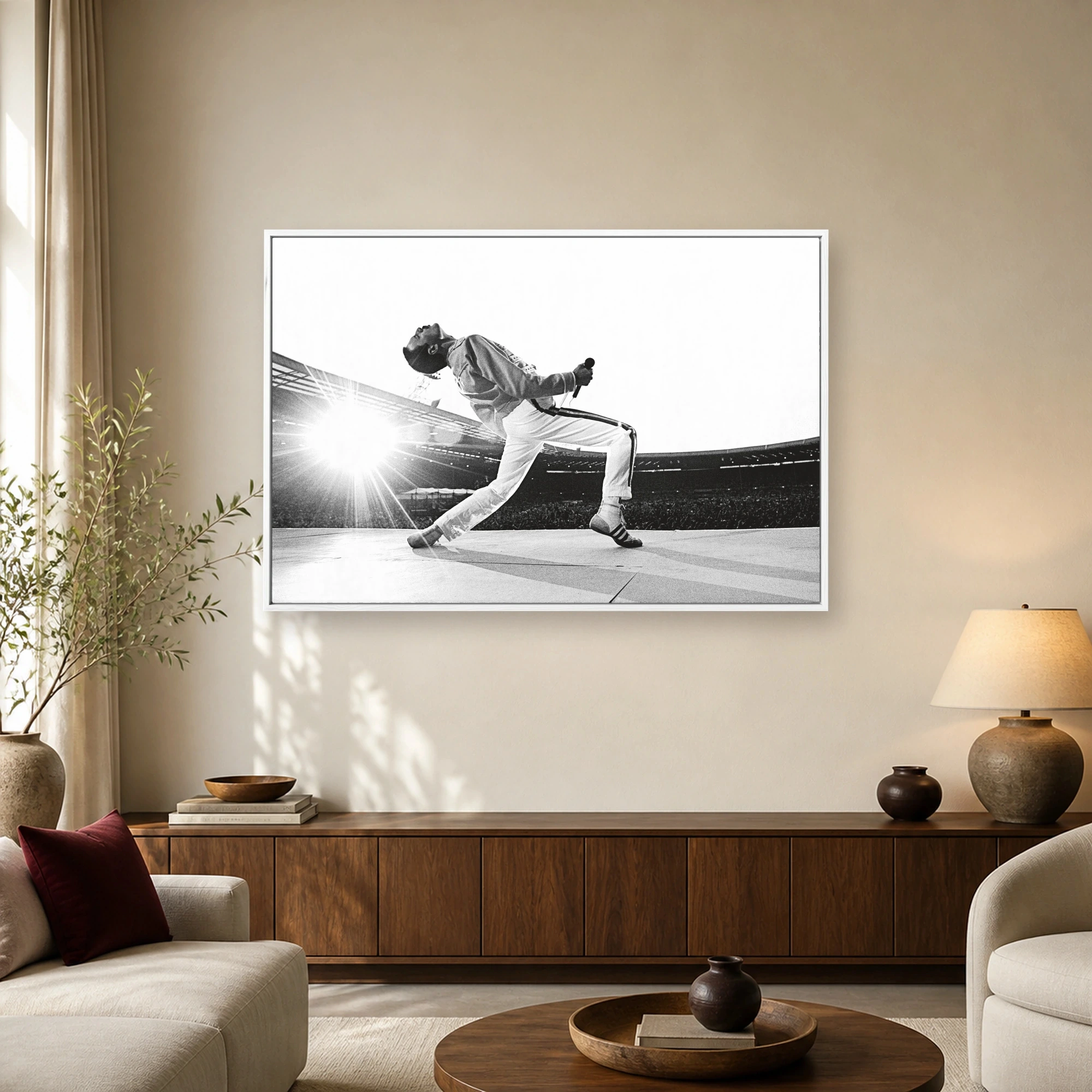 Freddie Mercury Stadium Concert Black and White Wall Art, view 6