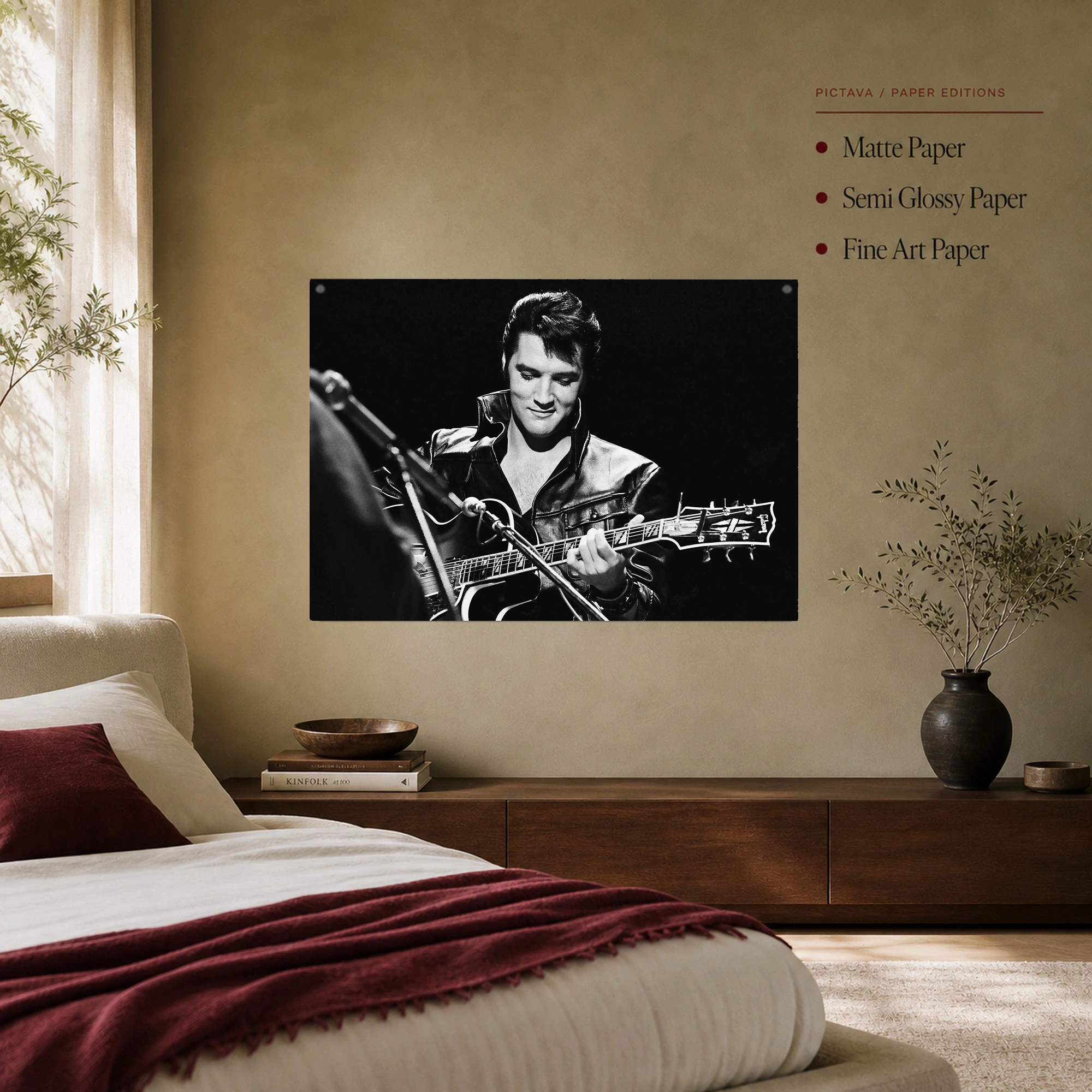 Elvis Presley Vintage Black Leather Guitar Wall Art Print, view 6