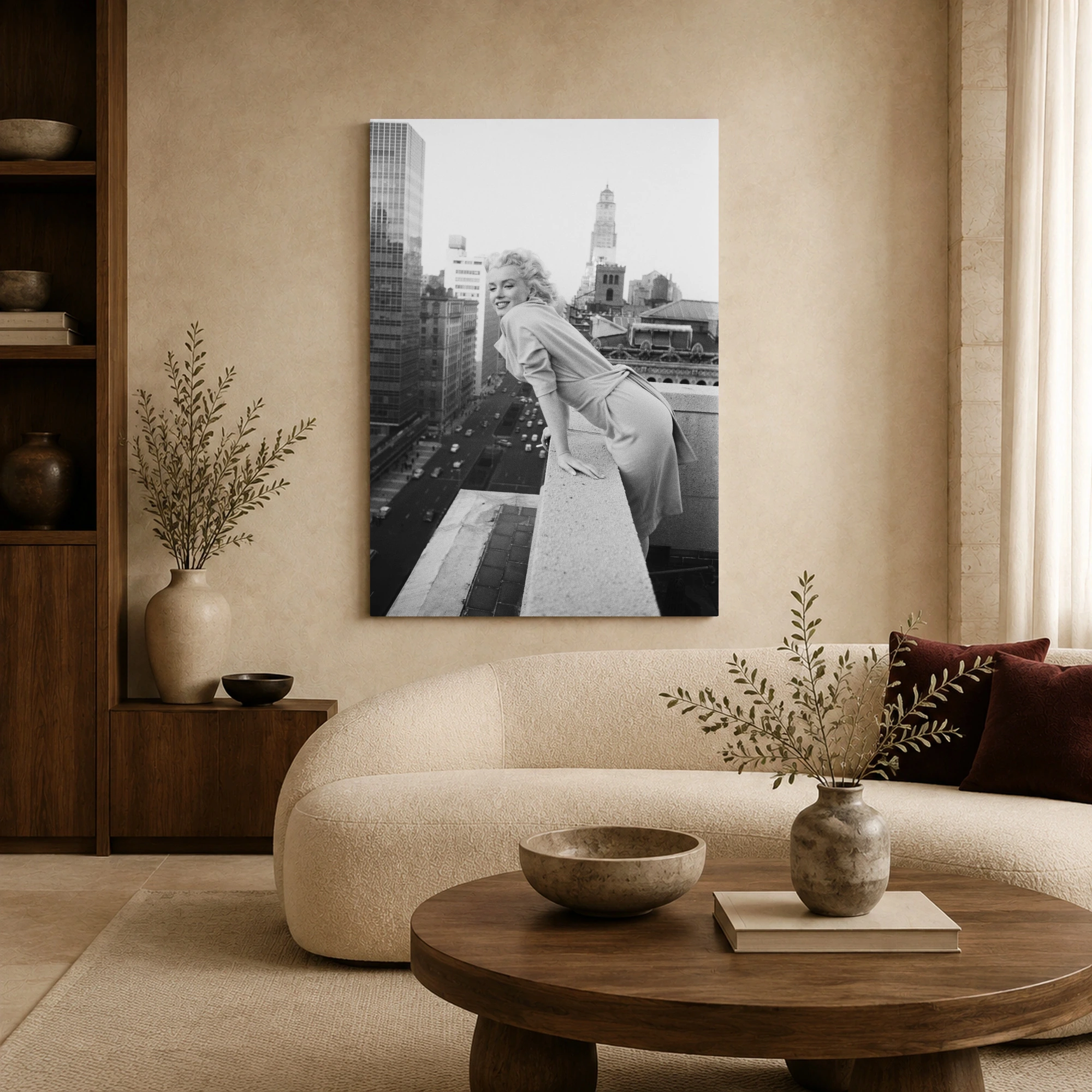 Marilyn Monroe New York City Rooftop Black and White Art Print, view 6