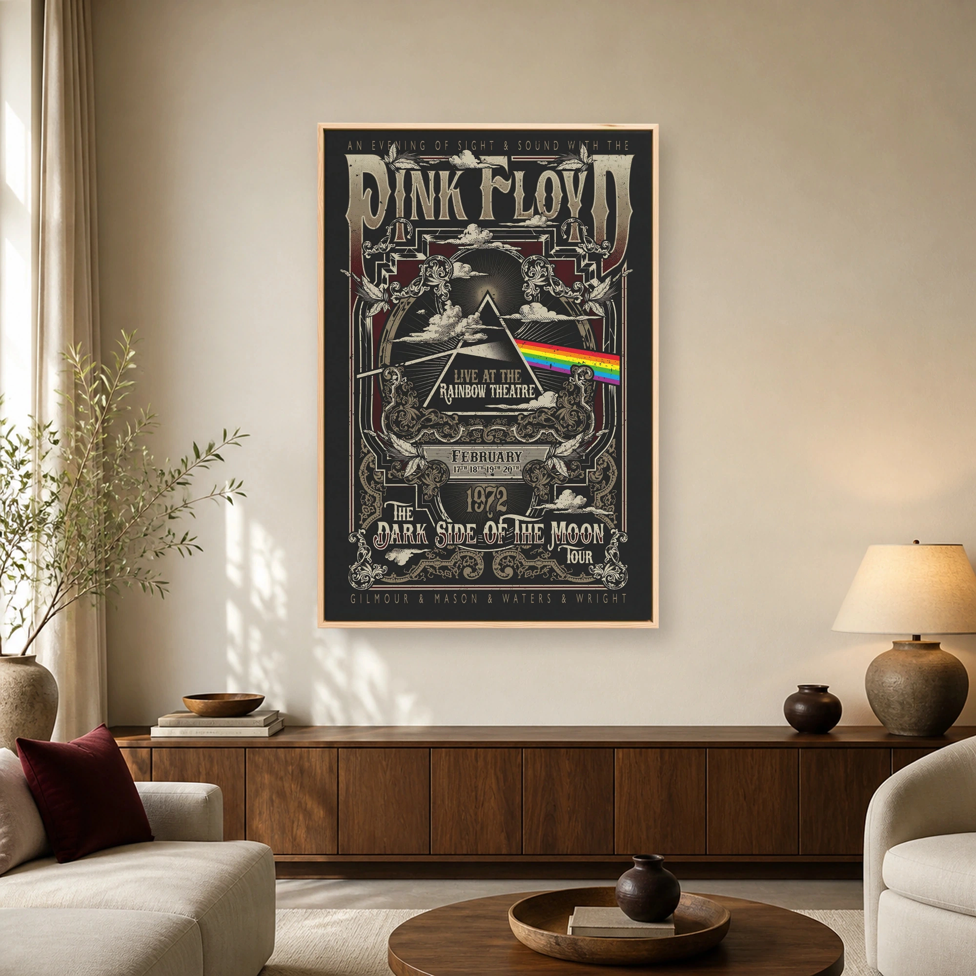 Pink Floyd Rainbow Theatre 1972 Vintage Concert Poster Wall Art, view 2