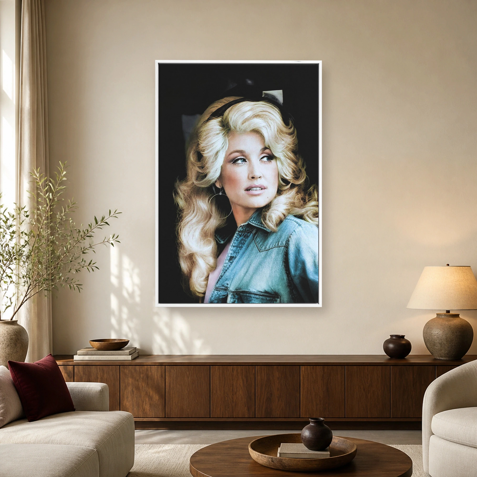 Dolly Parton Vintage Denim Portrait Canvas Print, view 2