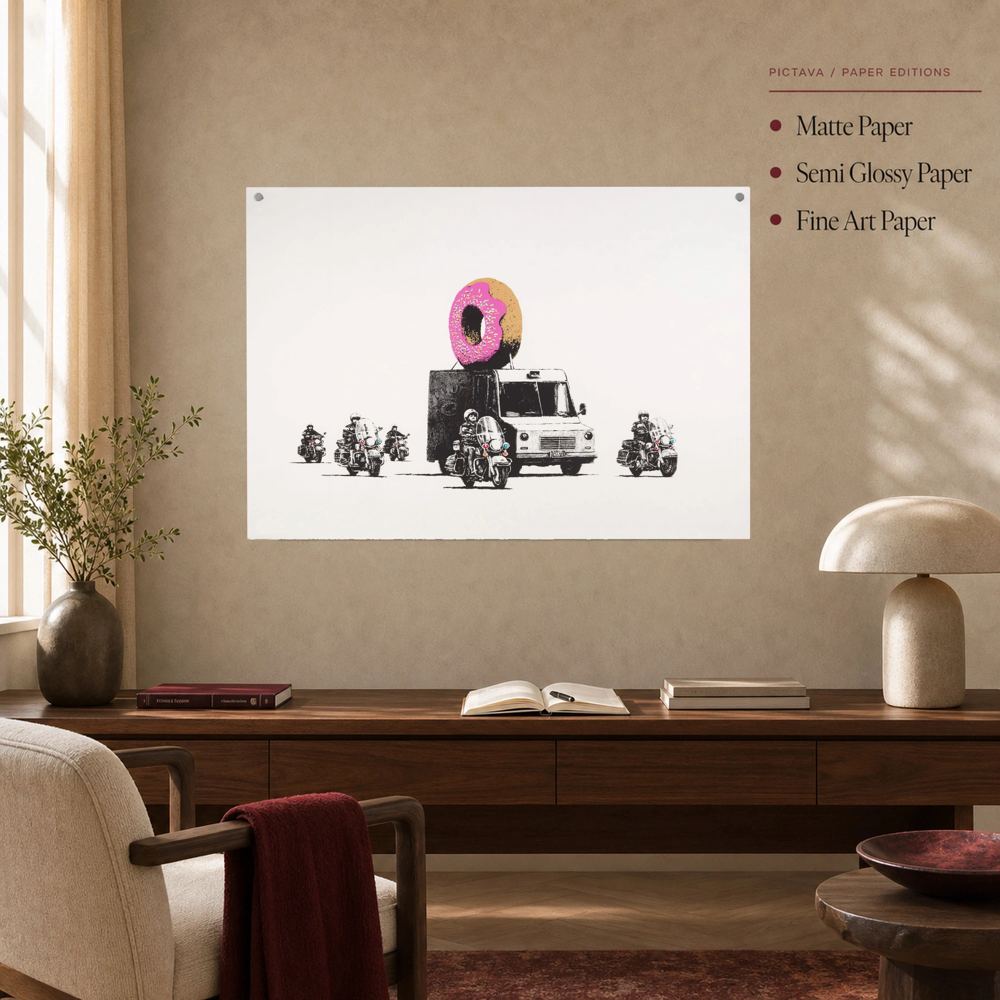 Satirical Donut Police Escort Street Art Canvas Print, view 3