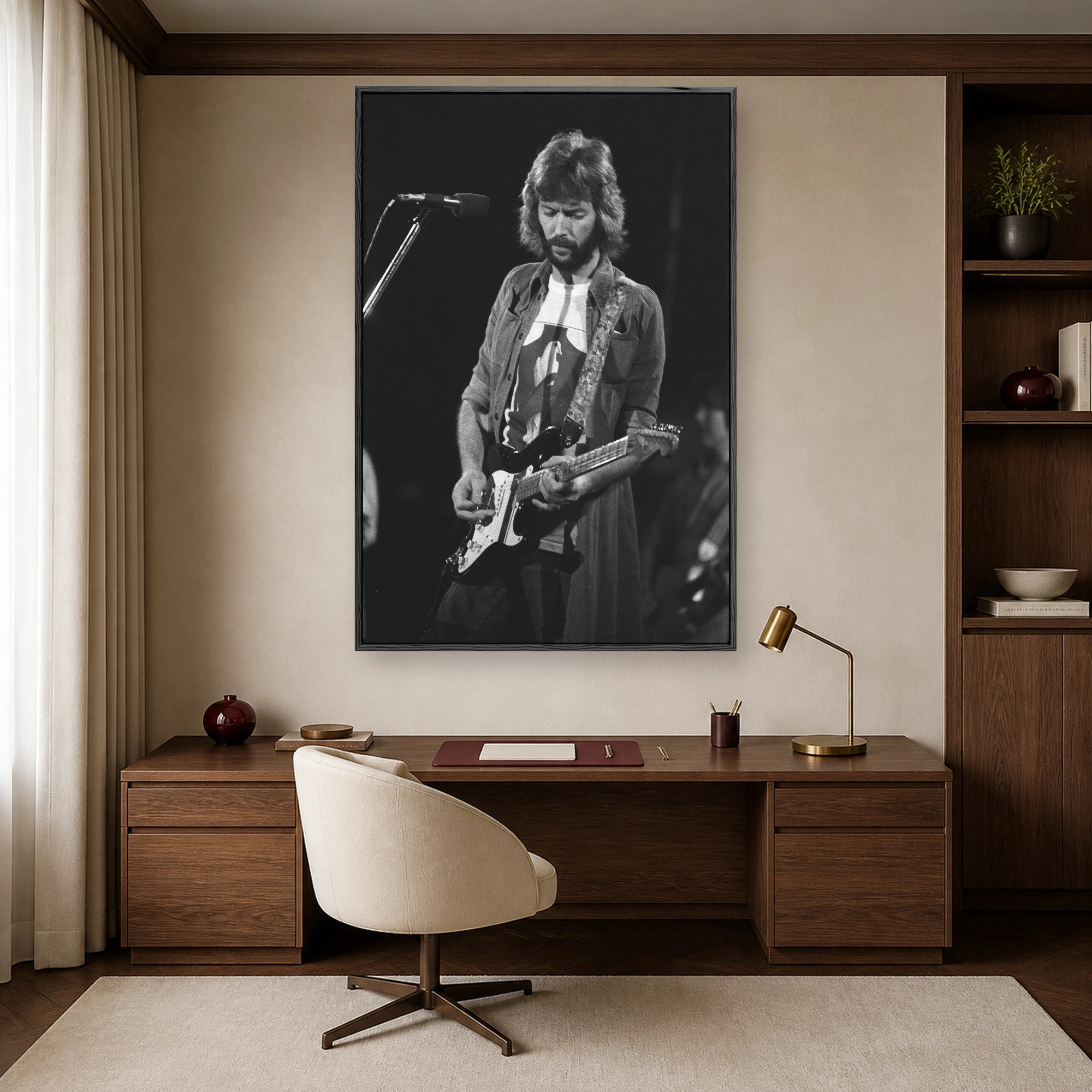 Eric Clapton Vintage Live Concert Black and White Wall Art Print, view 6
