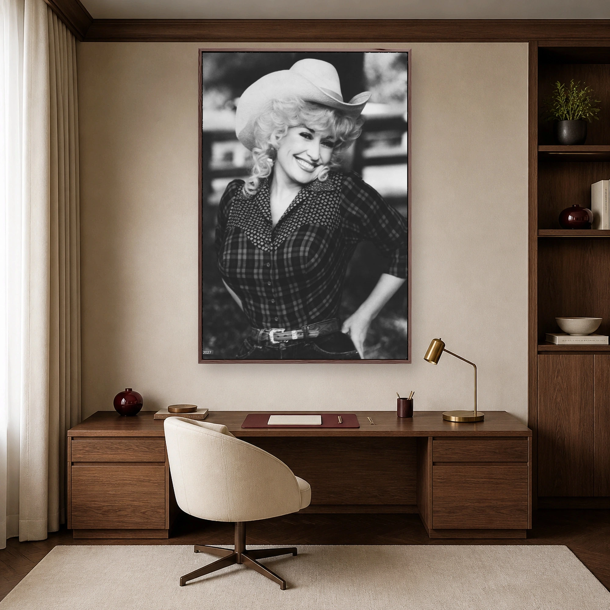 Dolly Parton Vintage Country Portrait Black and White Wall Art, view 6