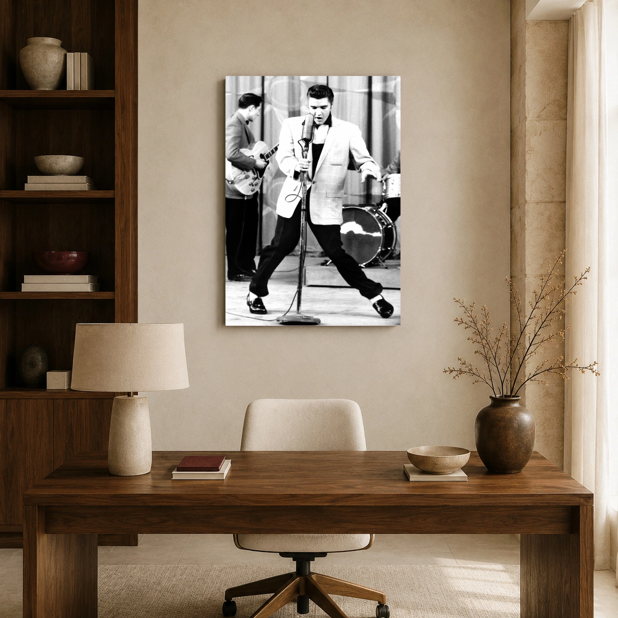 Elvis Presley Live Vintage Black and White Wall Art, view 8