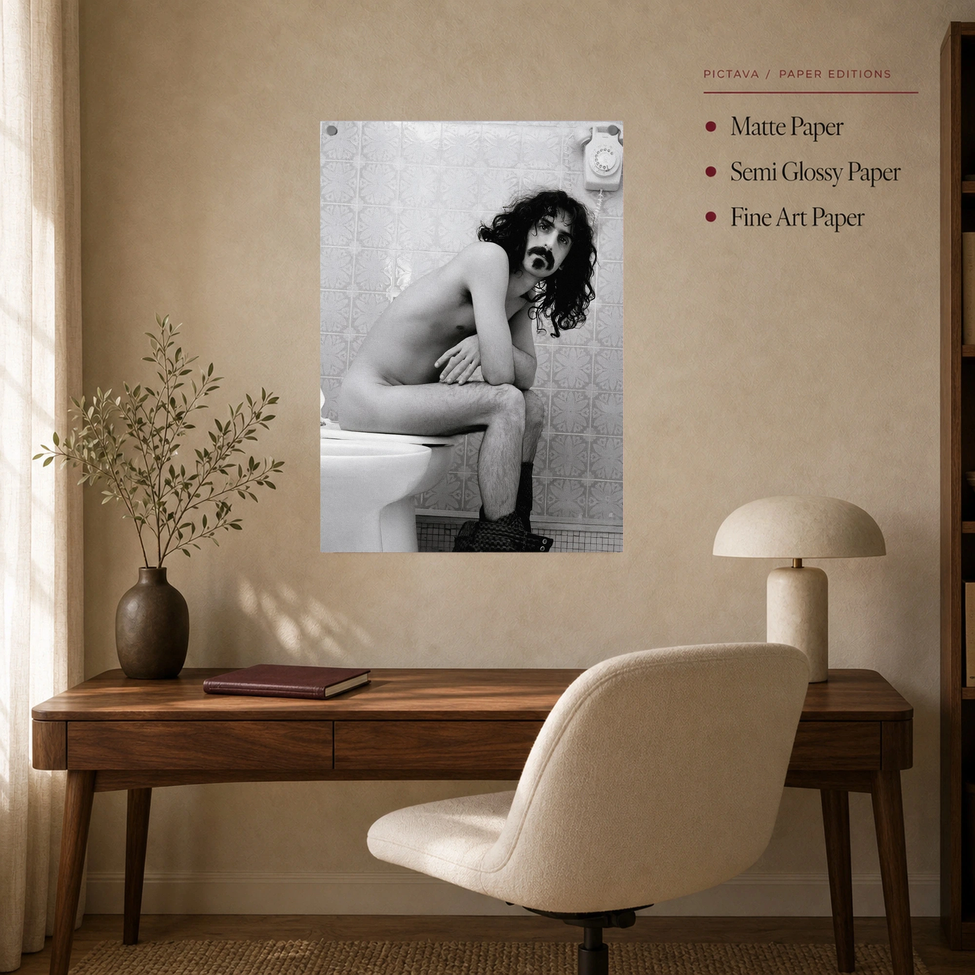 Frank Zappa Vintage Black and White Wall Art Print, view 8