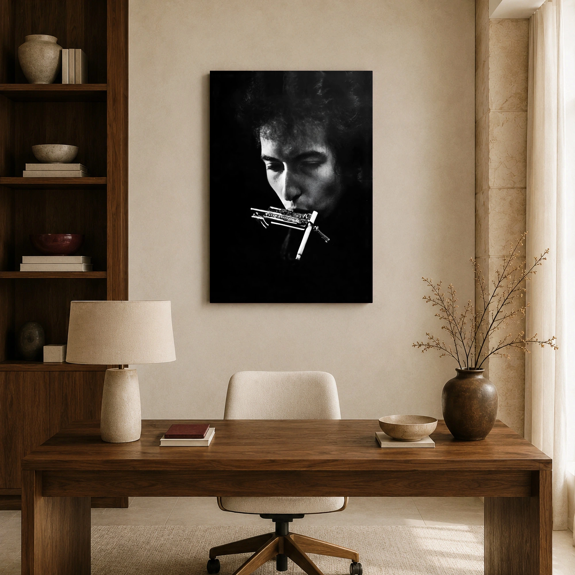 Bob Dylan Harmonica Black and White Portrait Fine Art Print, view 8