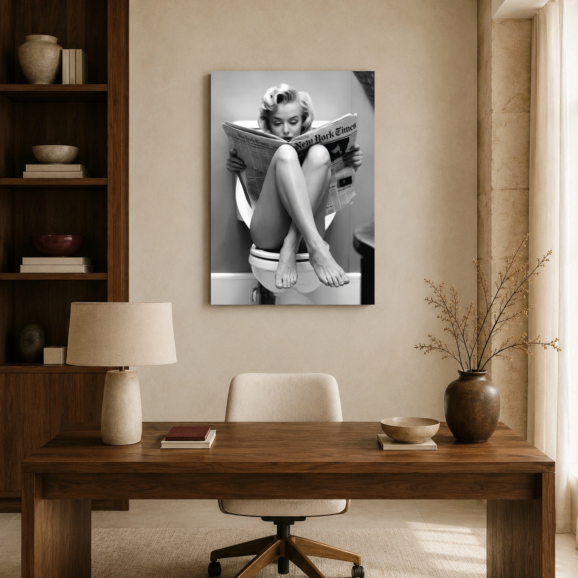 Marilyn Reading Newspaper Canvas Wall Art & Framed Print, view 8