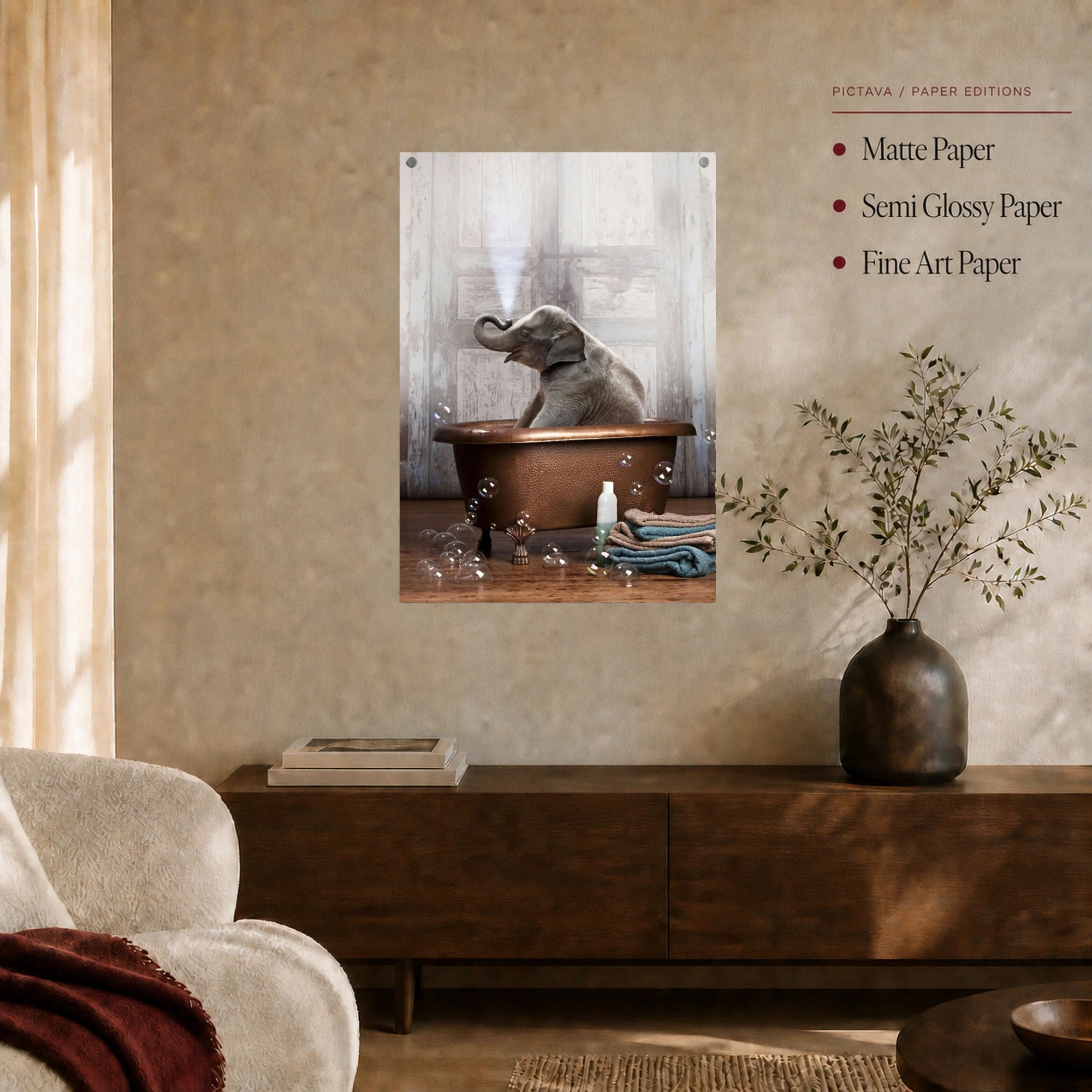 Baby Elephant Bath Time Canvas Print & Framed Art, view 7