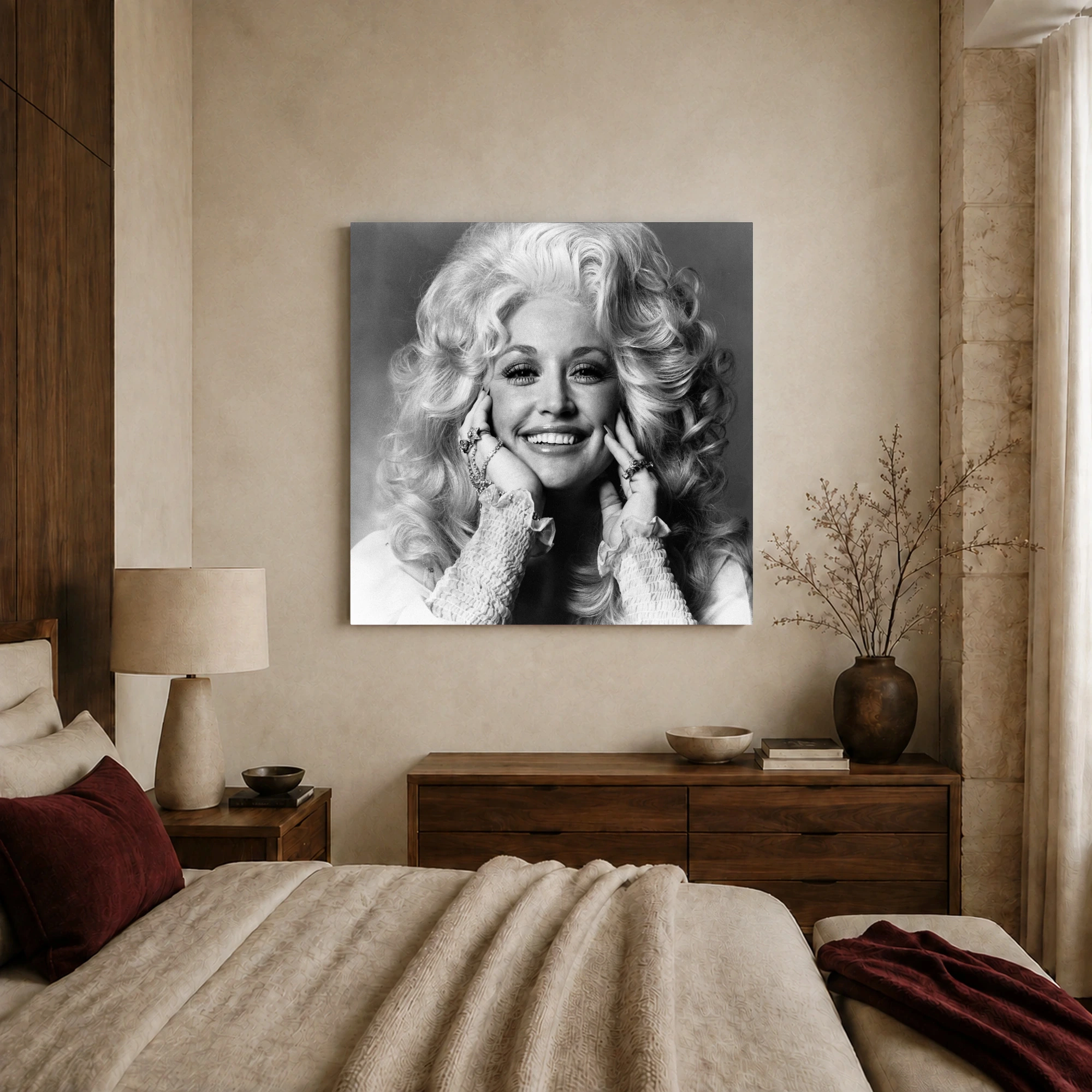 Dolly Parton Iconic Monochrome Portrait Wall Art, view 2