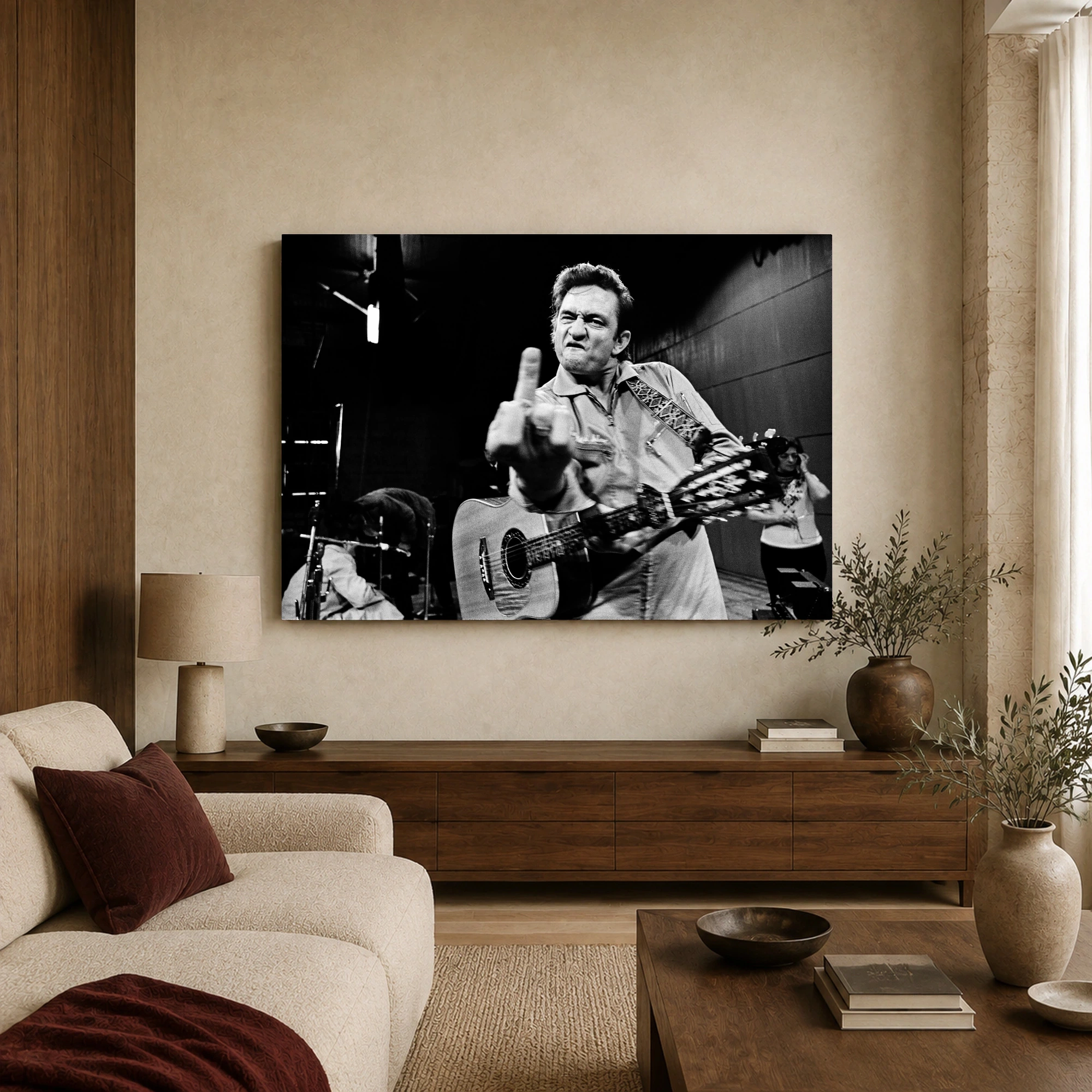 Johnny Cash San Quentin Black and White Photo Print, view 3