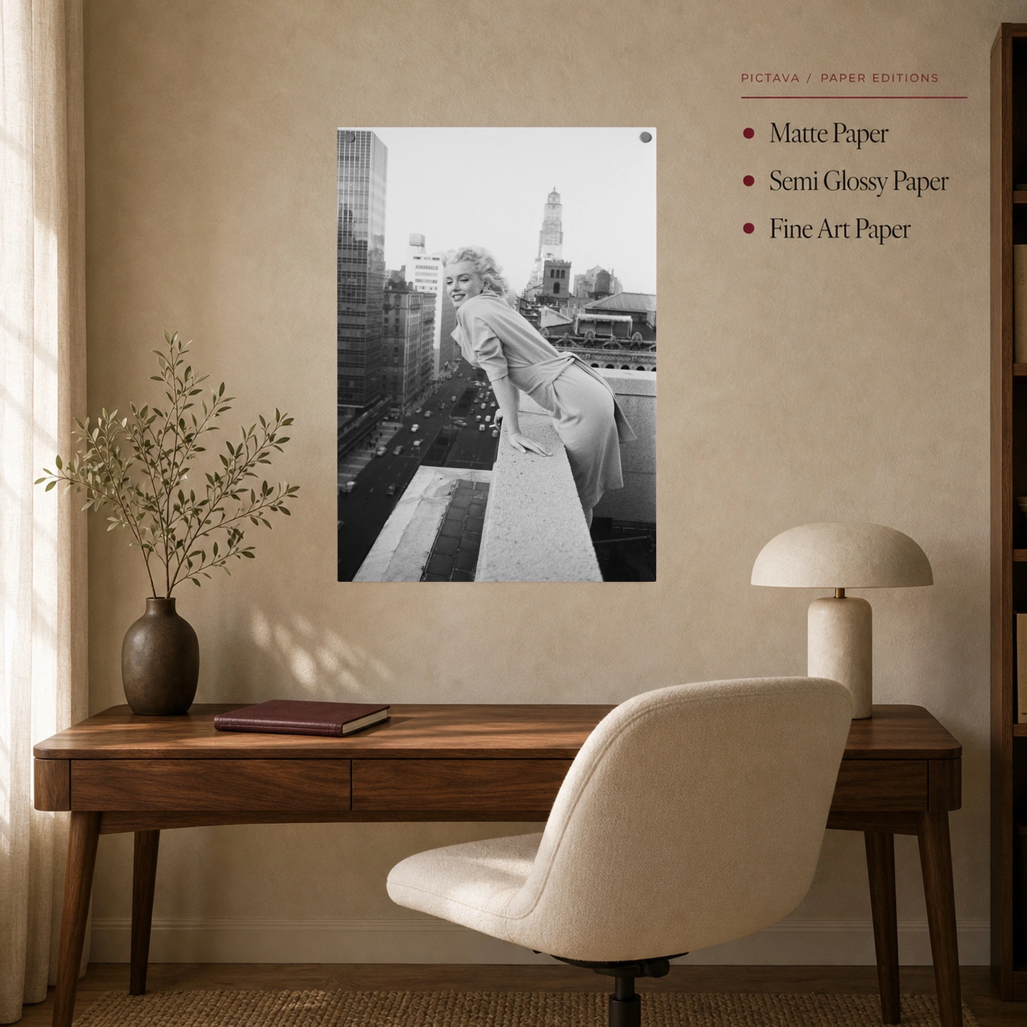 Marilyn Monroe New York City Rooftop Black and White Art Print, view 7