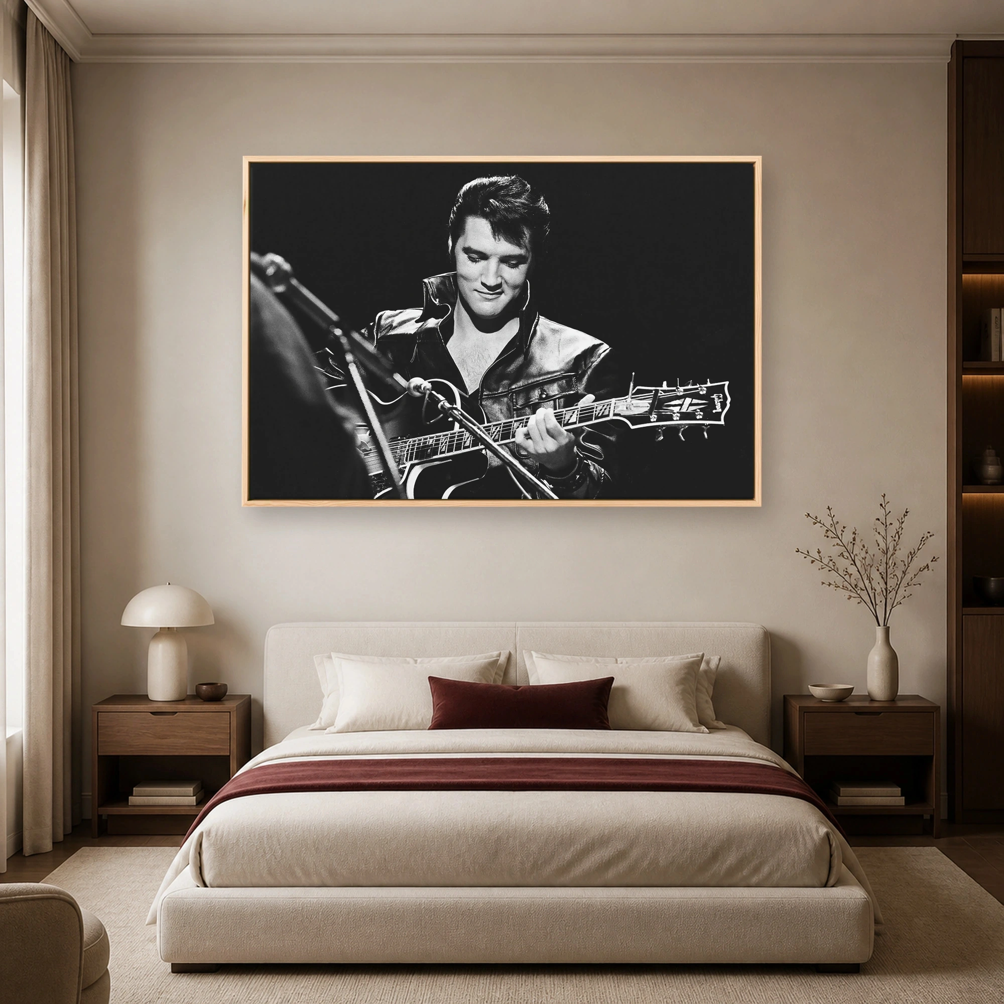 Elvis Presley Vintage Black Leather Guitar Wall Art Print, view 4
