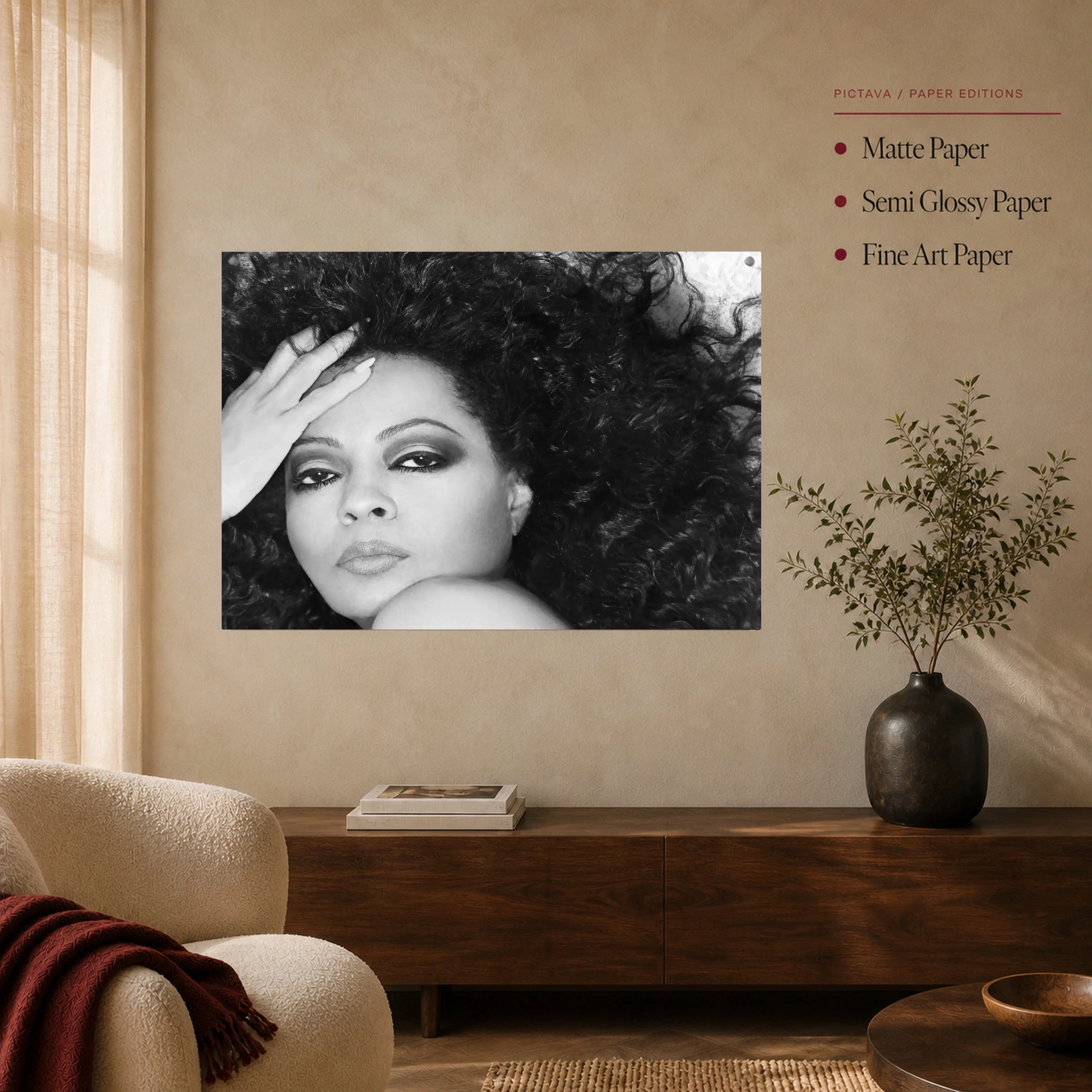 Diana Ross Black and White Portrait Wall Art, view 7
