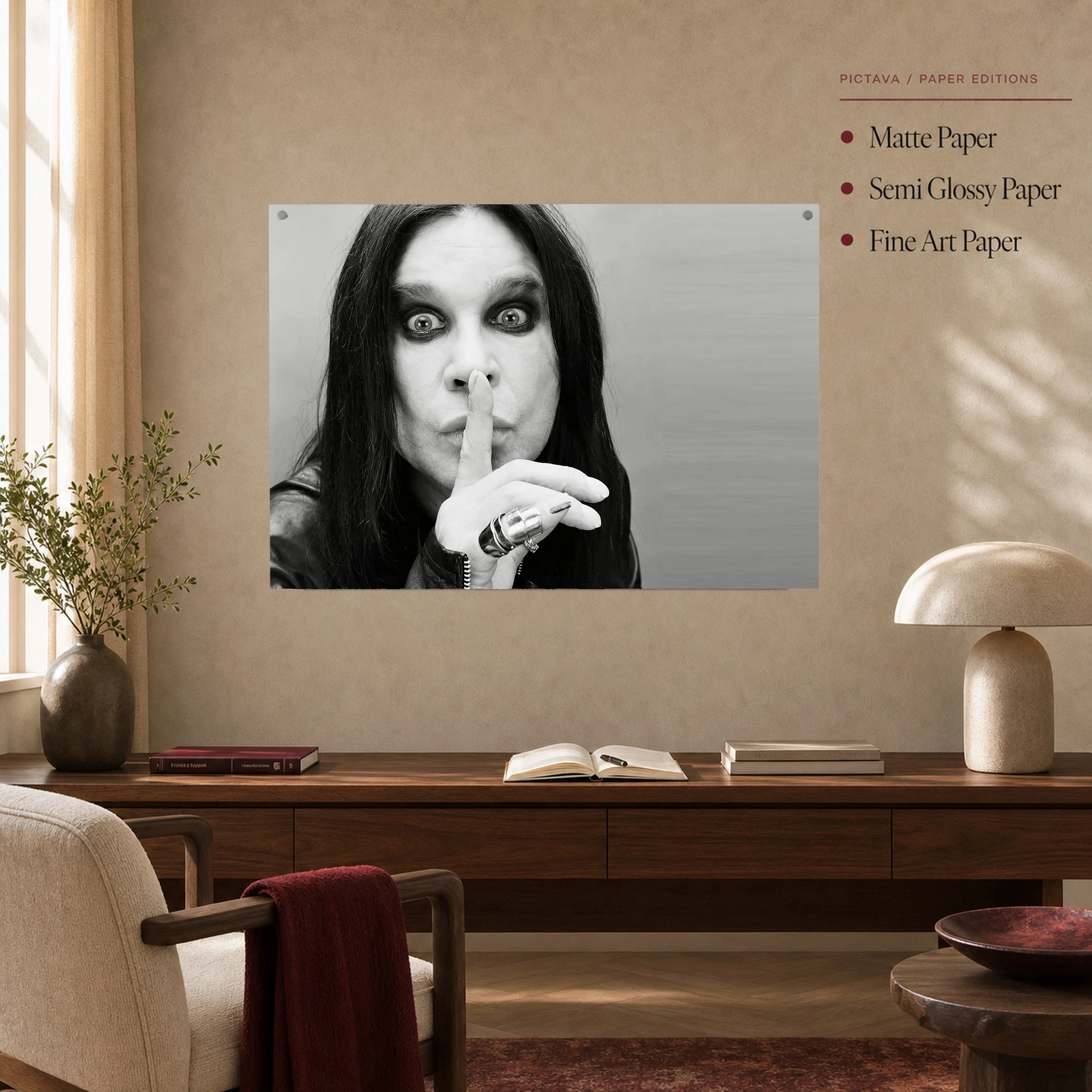 Ozzy Osbourne Hush Black and White Music Legend Wall Art, view 5