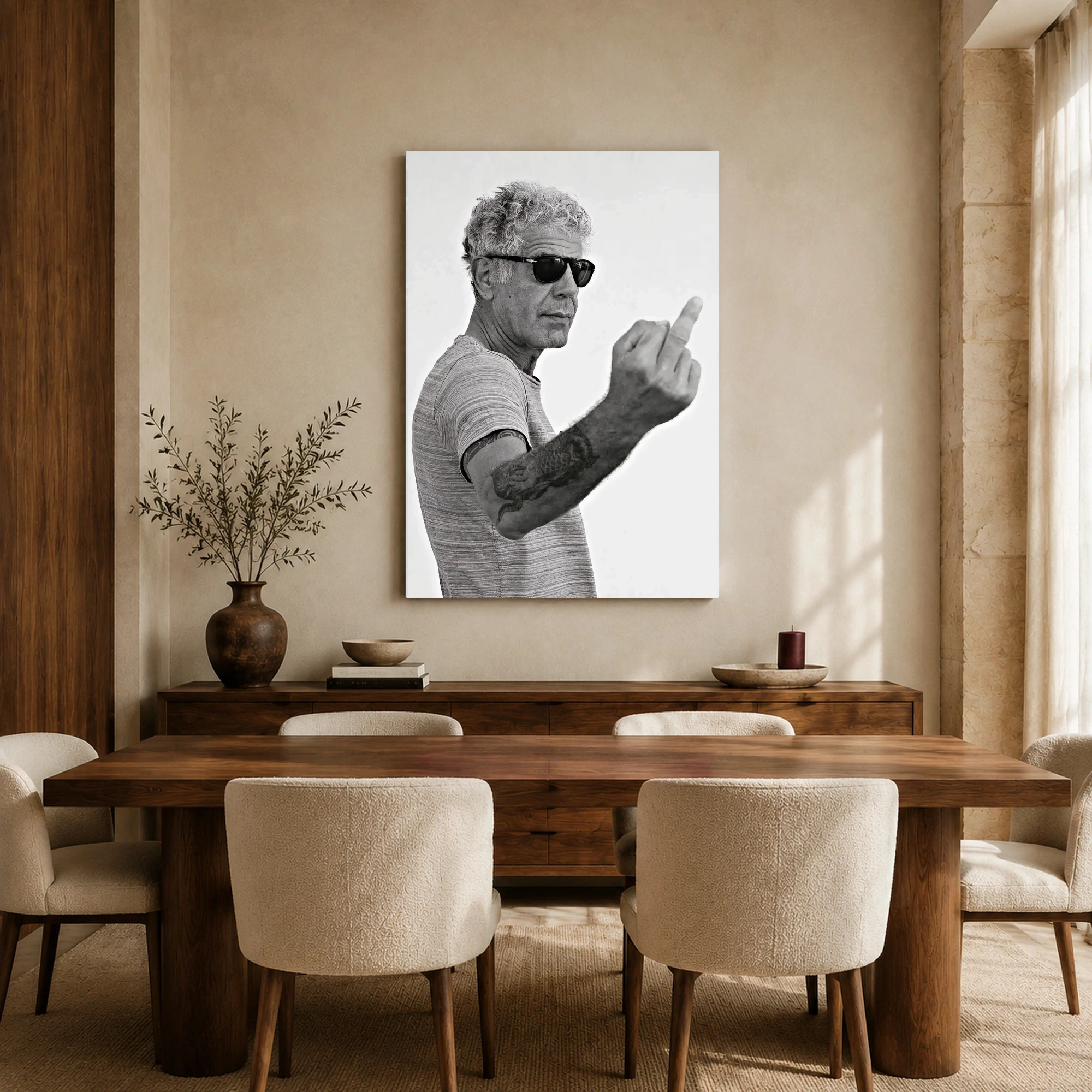 Anthony Bourdain Black & White Portrait Wall Art Print, view 7