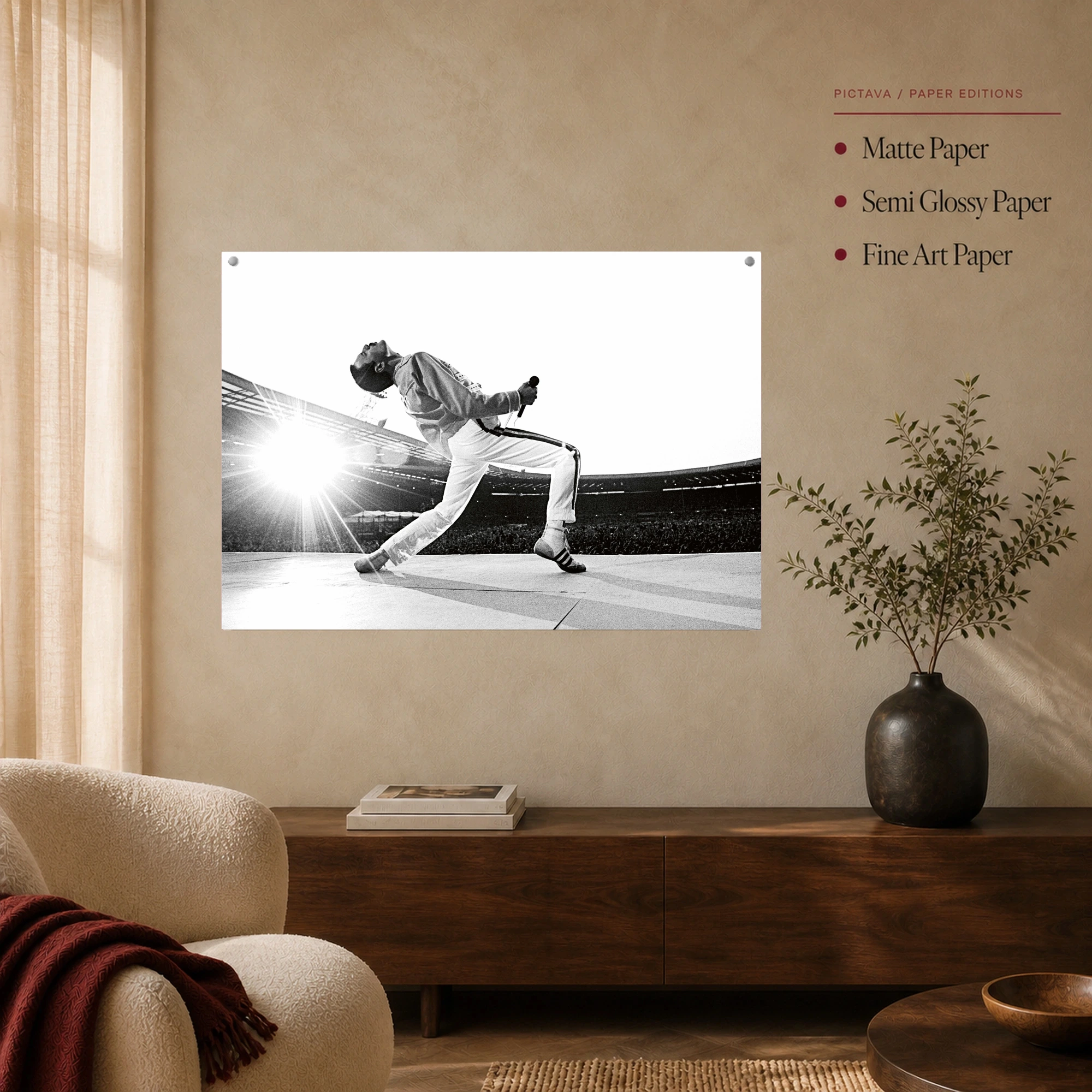 Freddie Mercury Stadium Concert Black and White Wall Art, view 3