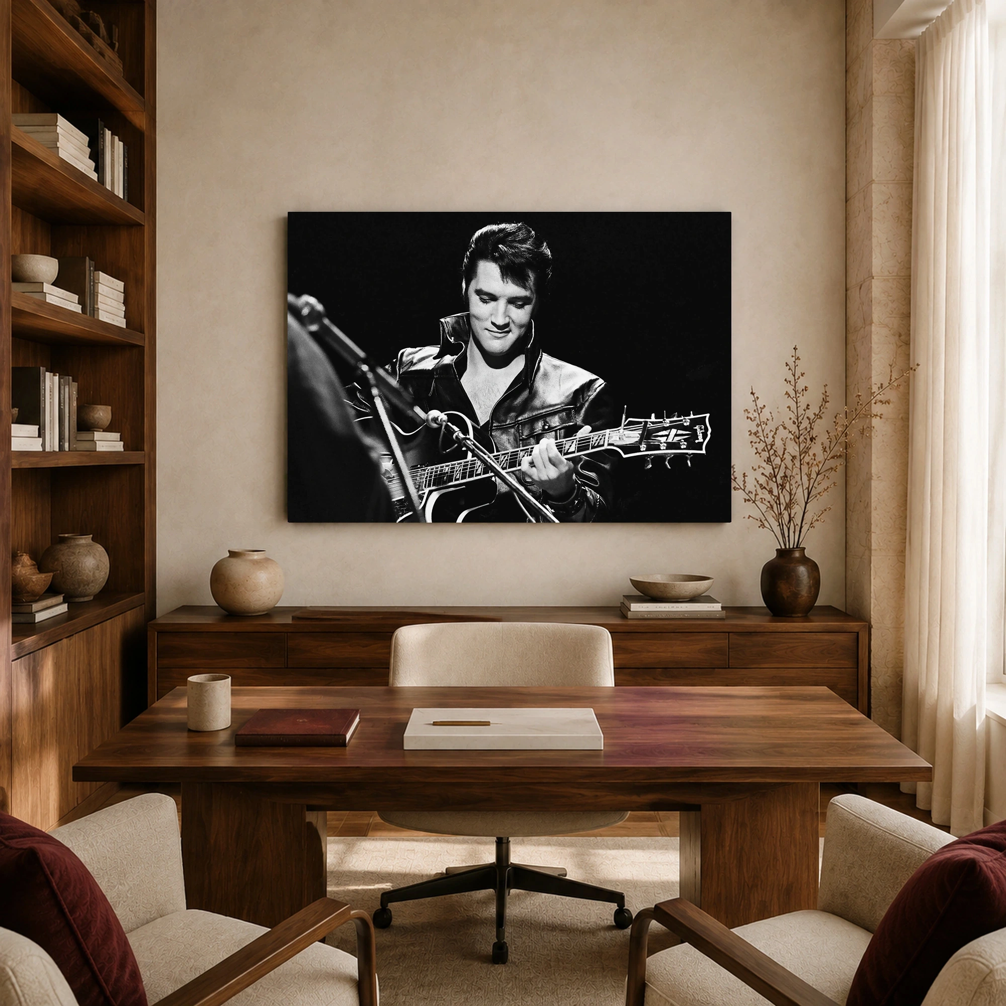 Elvis Presley Vintage Black Leather Guitar Wall Art Print, view 8