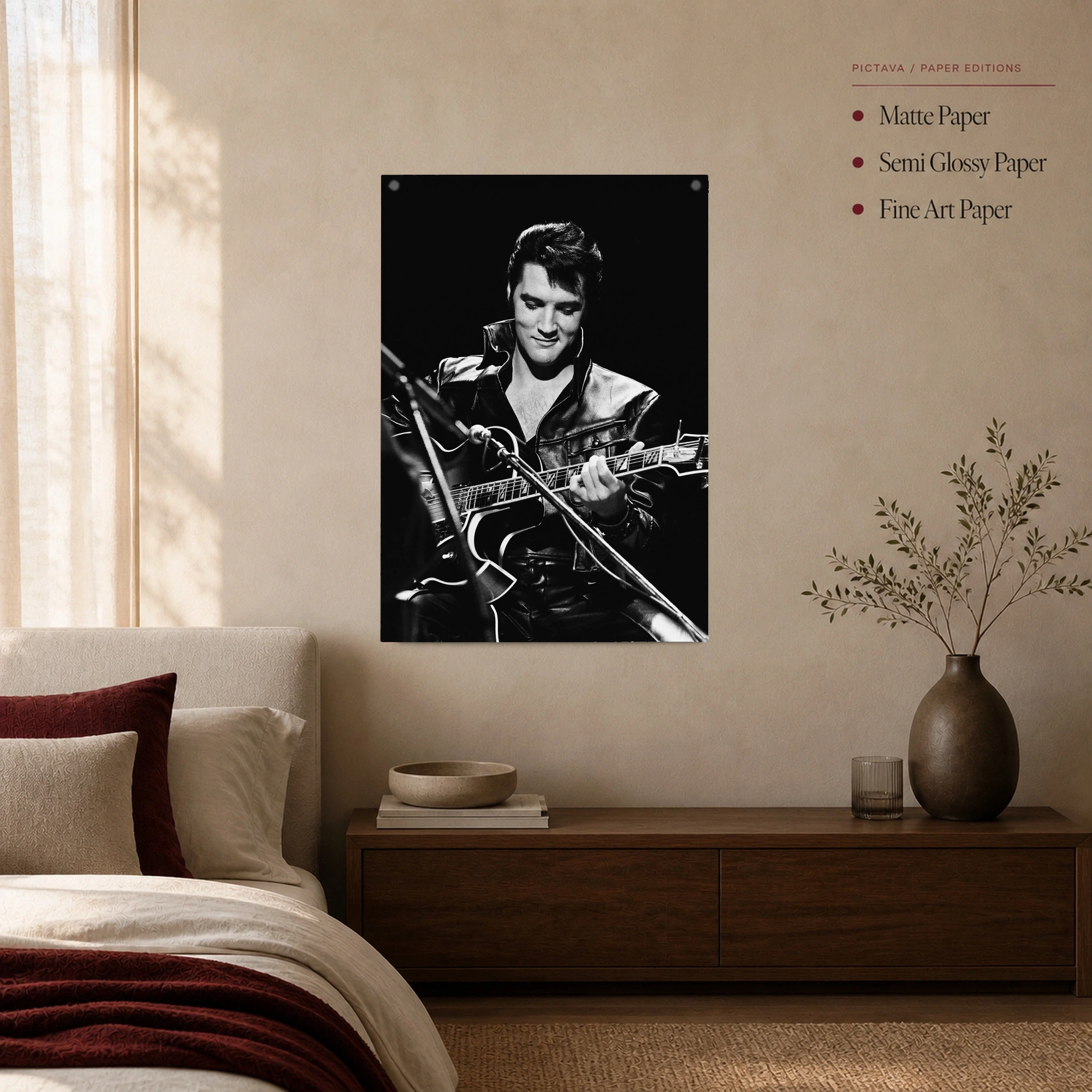 Elvis Presley '68 Comeback Black Leather Guitar Wall Art Print, view 2