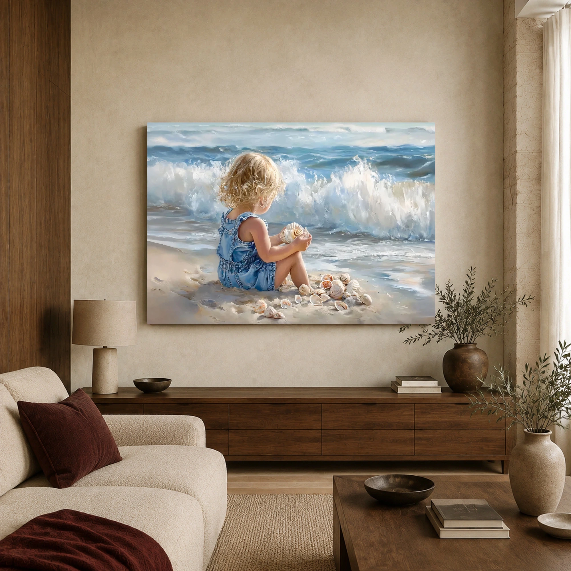 Little Shell Collector Beach Canvas Art Print, view 3