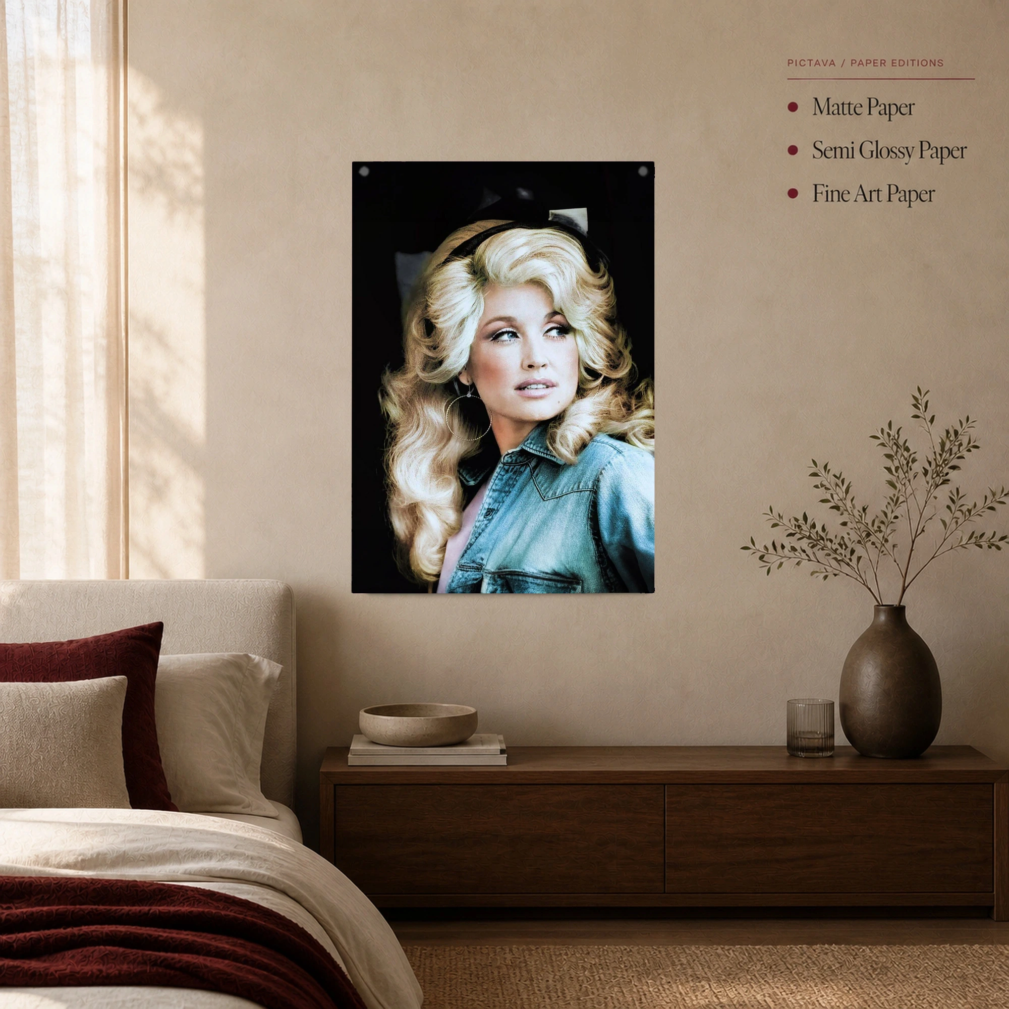 Dolly Parton Vintage Denim Portrait Canvas Print, view 3