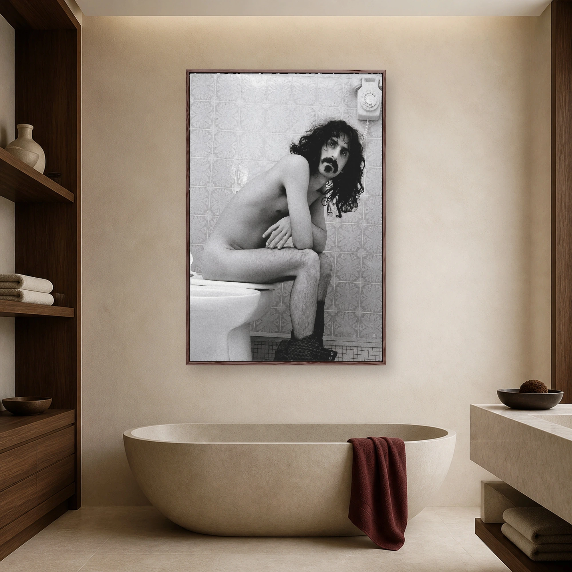 Frank Zappa Vintage Black and White Wall Art Print, view 2