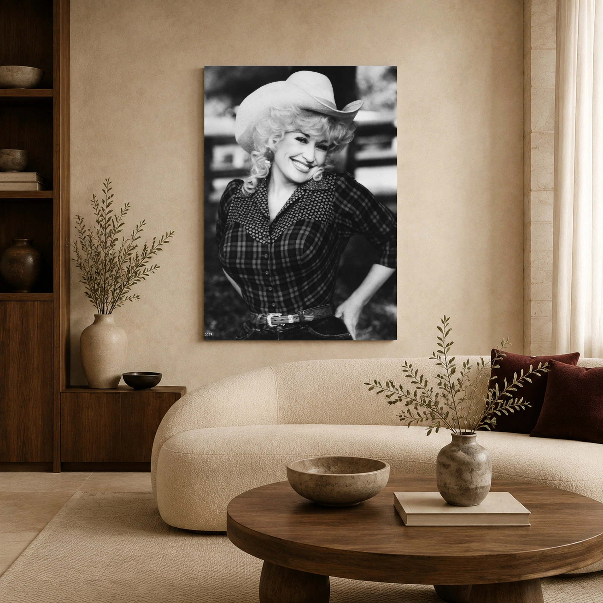 Dolly Parton Vintage Country Portrait Black and White Wall Art, view 5