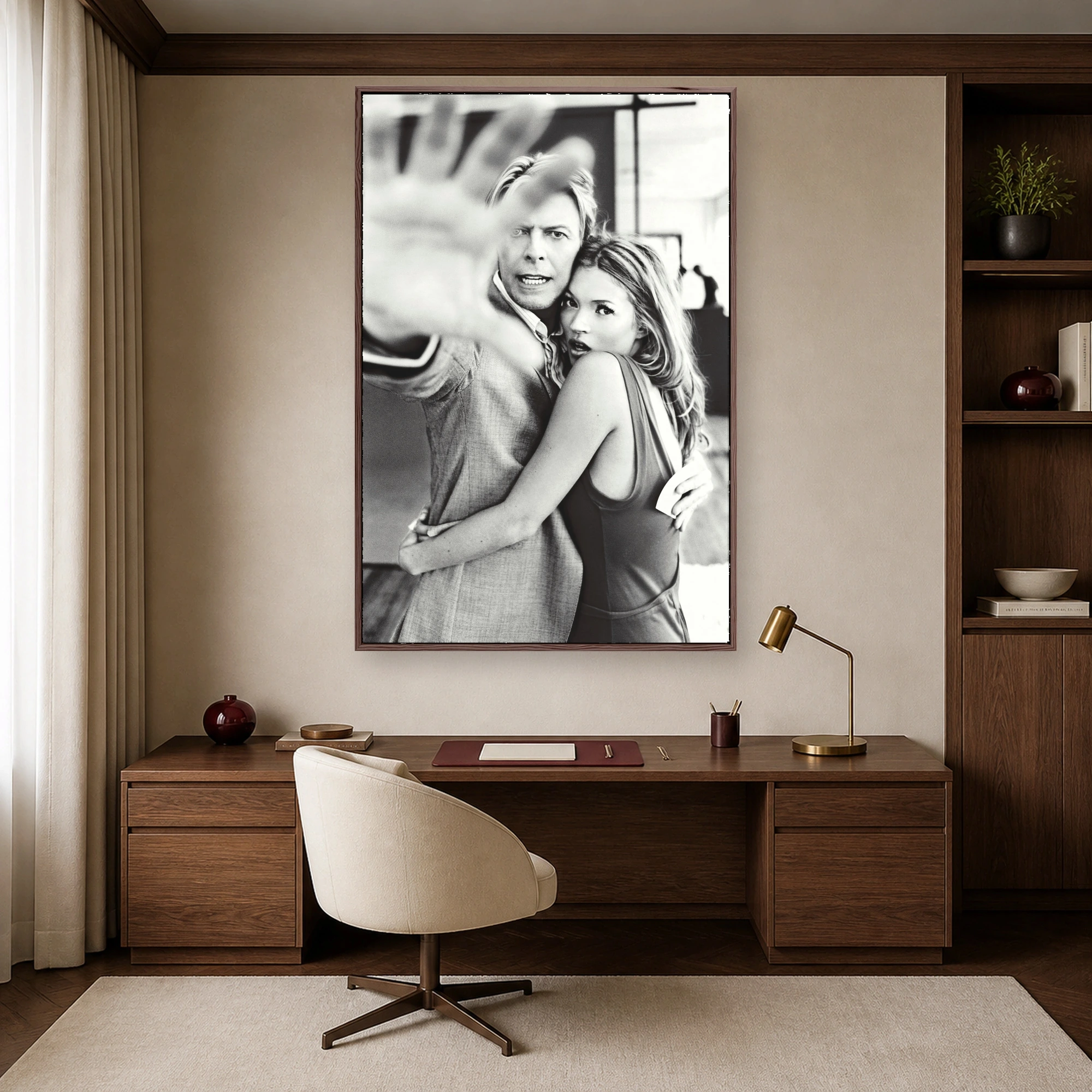 David Bowie and Kate Moss Black and White Portrait Art Print, view 5