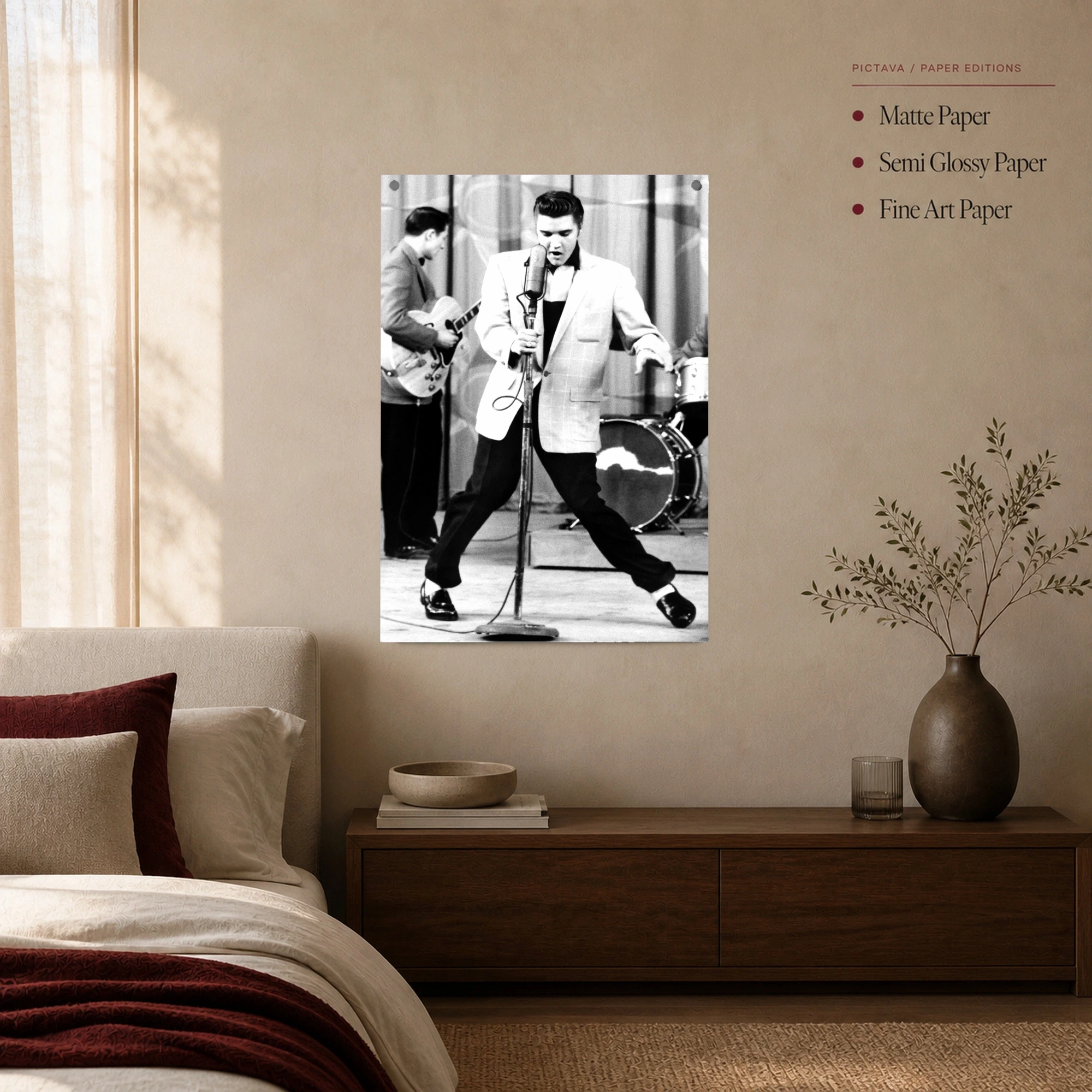 Elvis Presley Live Vintage Black and White Wall Art, view 3
