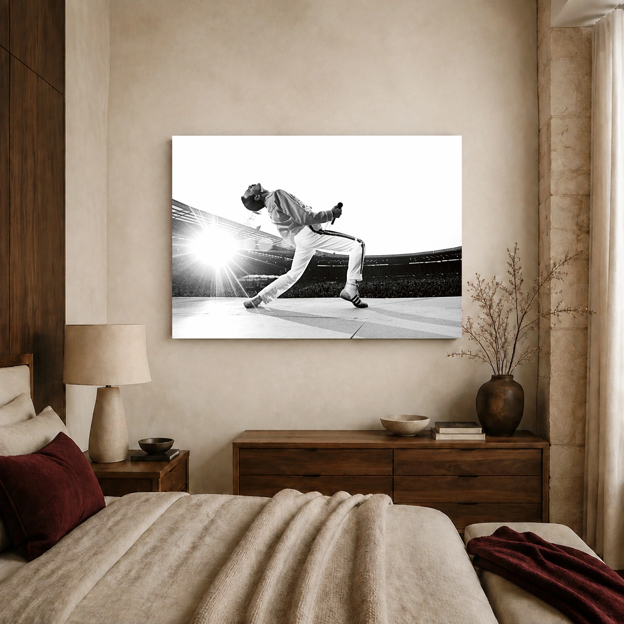 Freddie Mercury Stadium Concert Black and White Wall Art, view 8